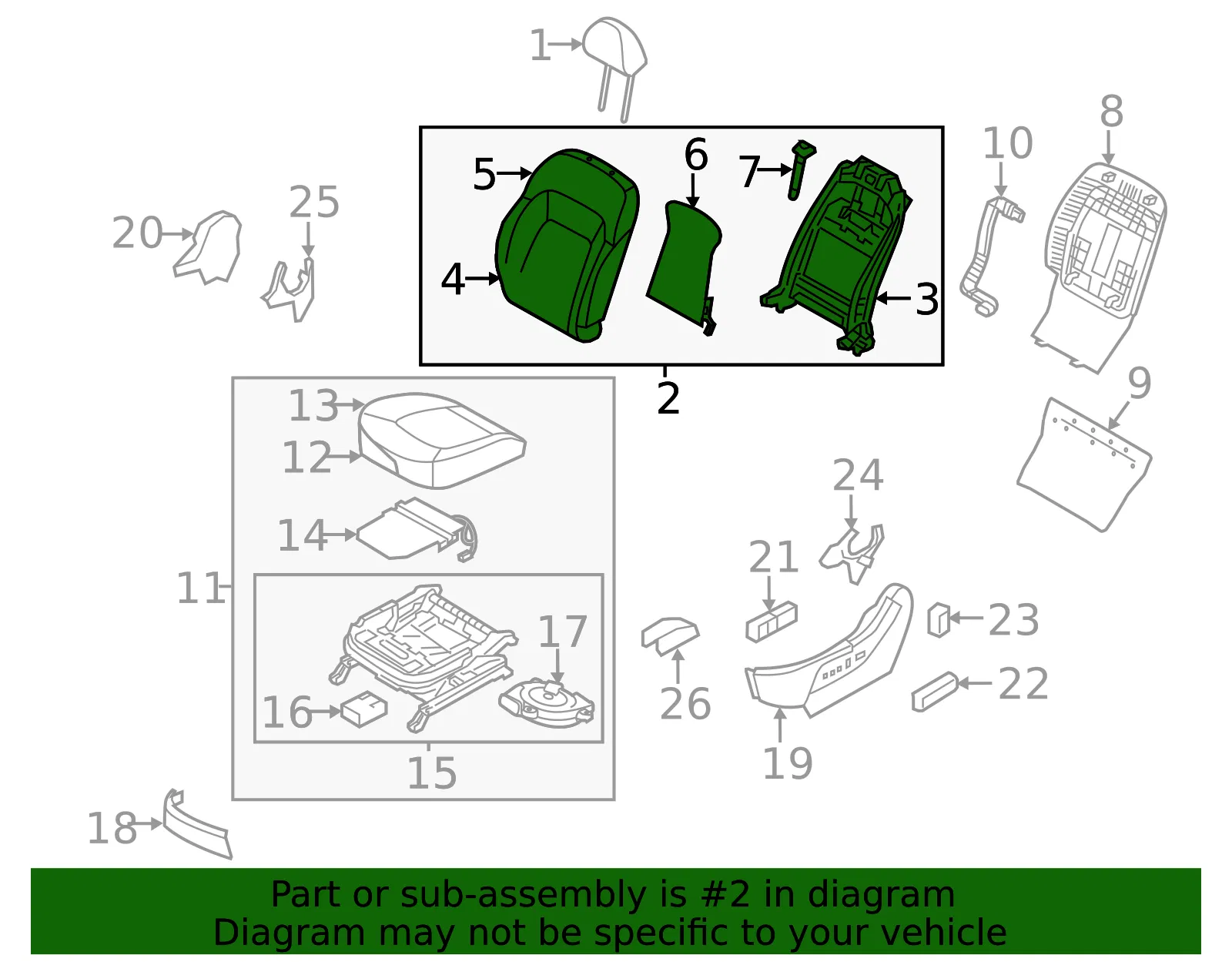 Seat Back Assembly - Kia (88303-3W201EAW) - view 2