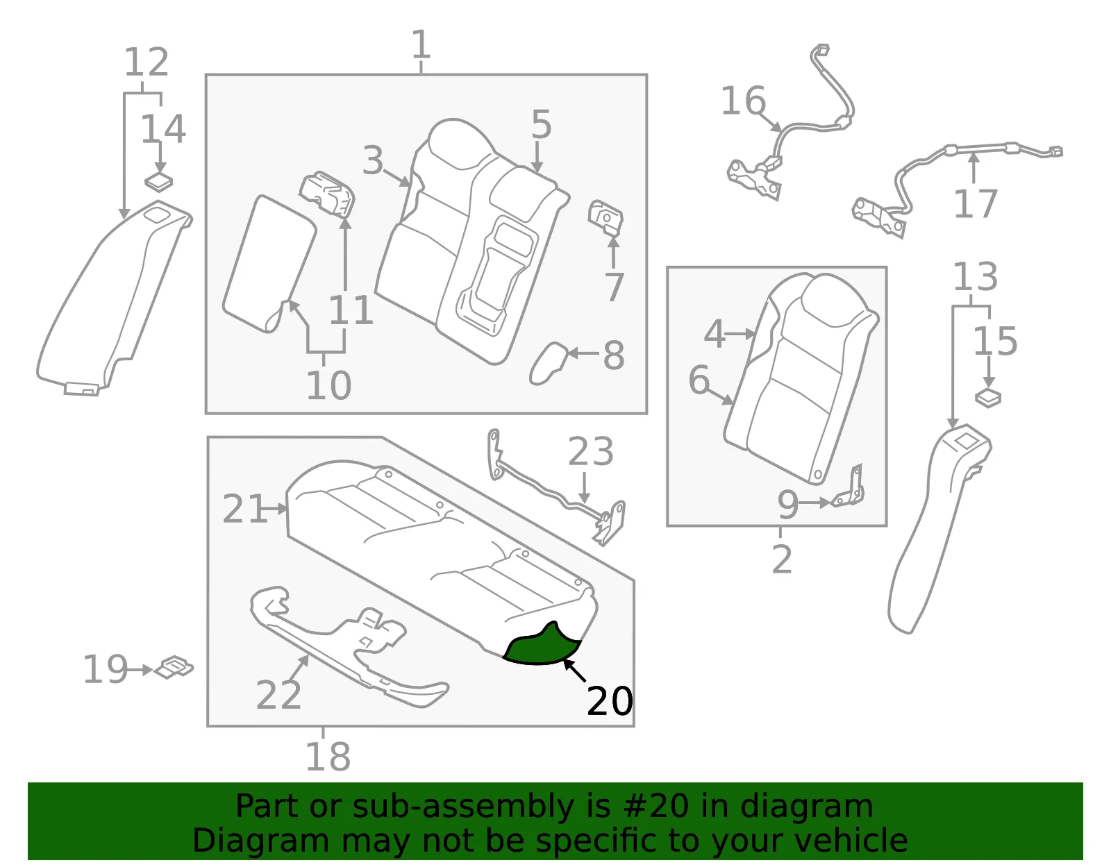 Seat Cushion Pad - Nissan (88305-6CA0A) - view 2