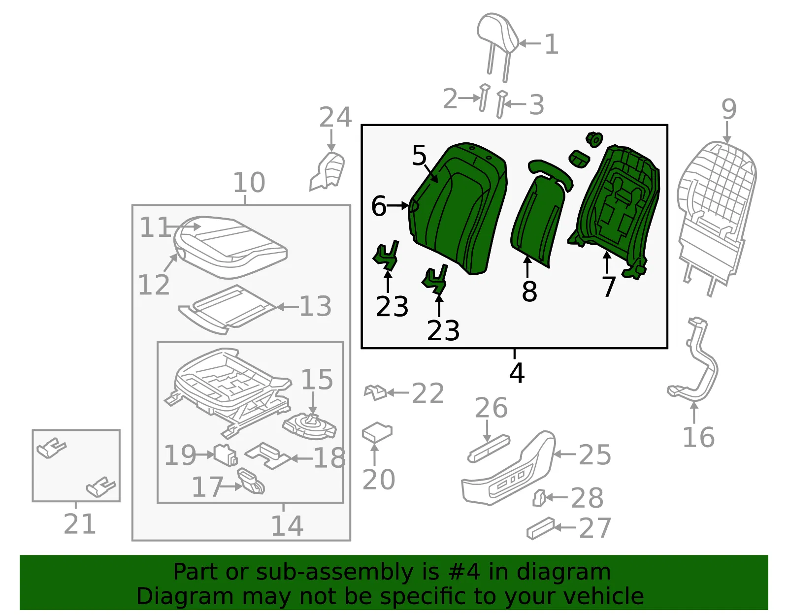Seat Back Assembly - Kia (88309-2TAB0AWA) - view 2