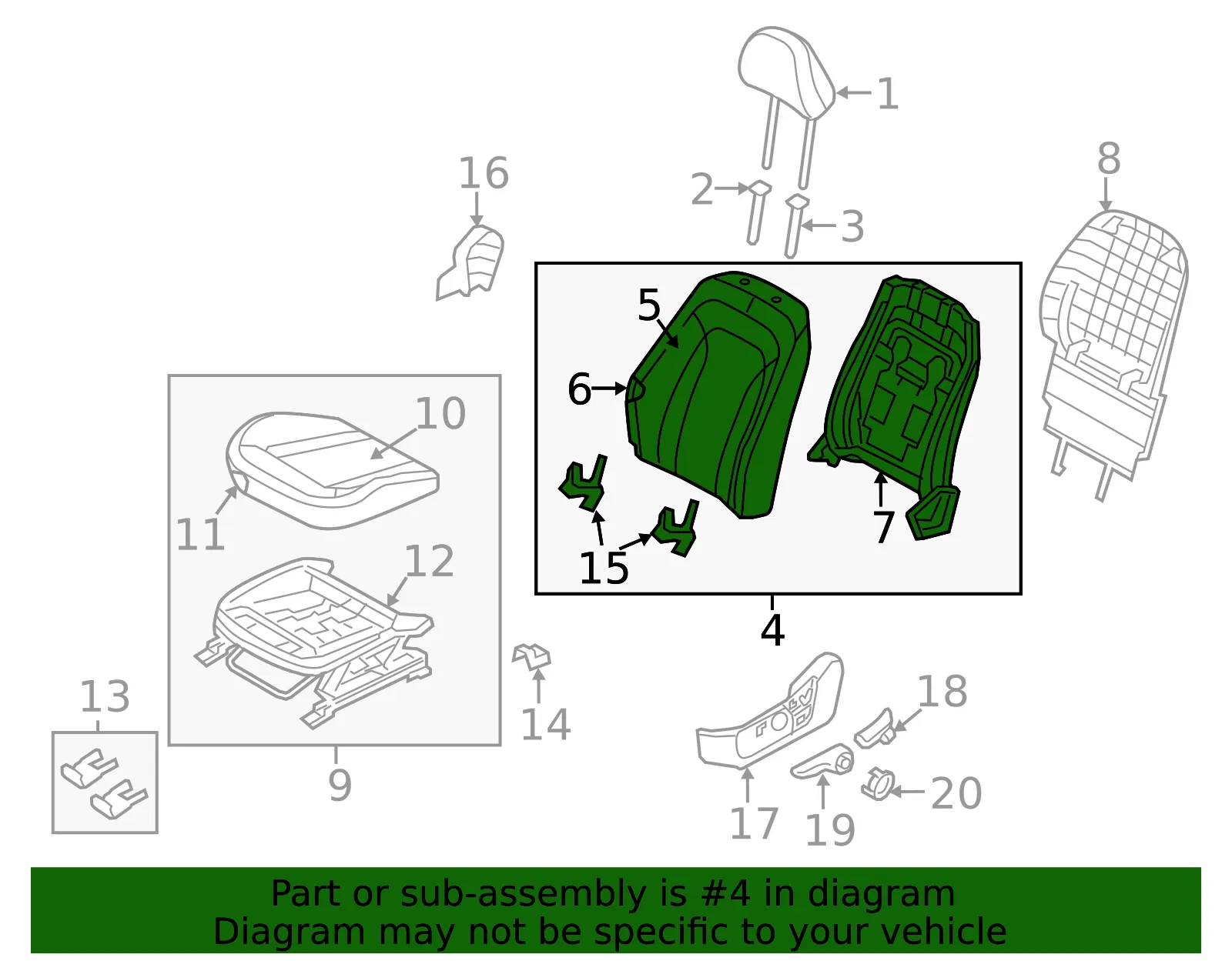 Seat Back Assembly - Kia (88309-2TAB0AWC) - view 2