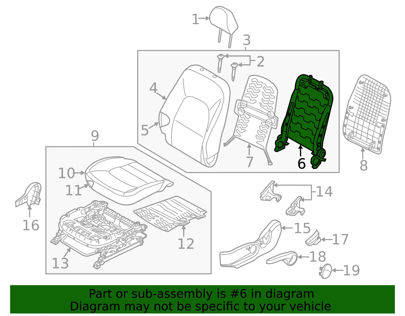 Seat Back Frame - Kia (88310-1W010) - view 2