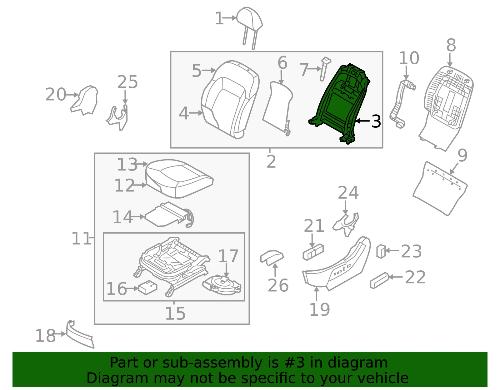 Seat Back Frame - Kia (88310-3W062) - view 2