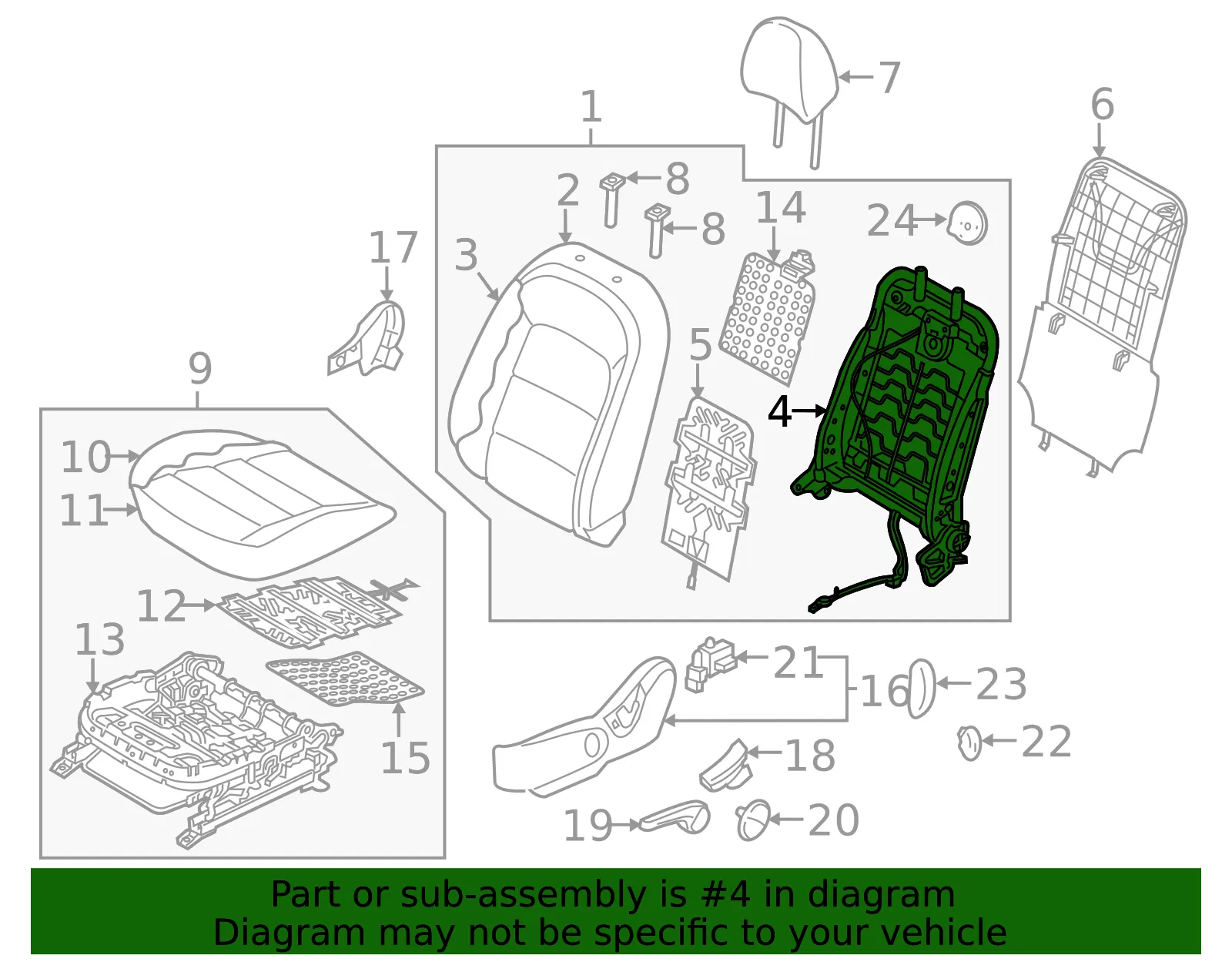 Seat Back Frame - Kia (88310-A7300) - view 2