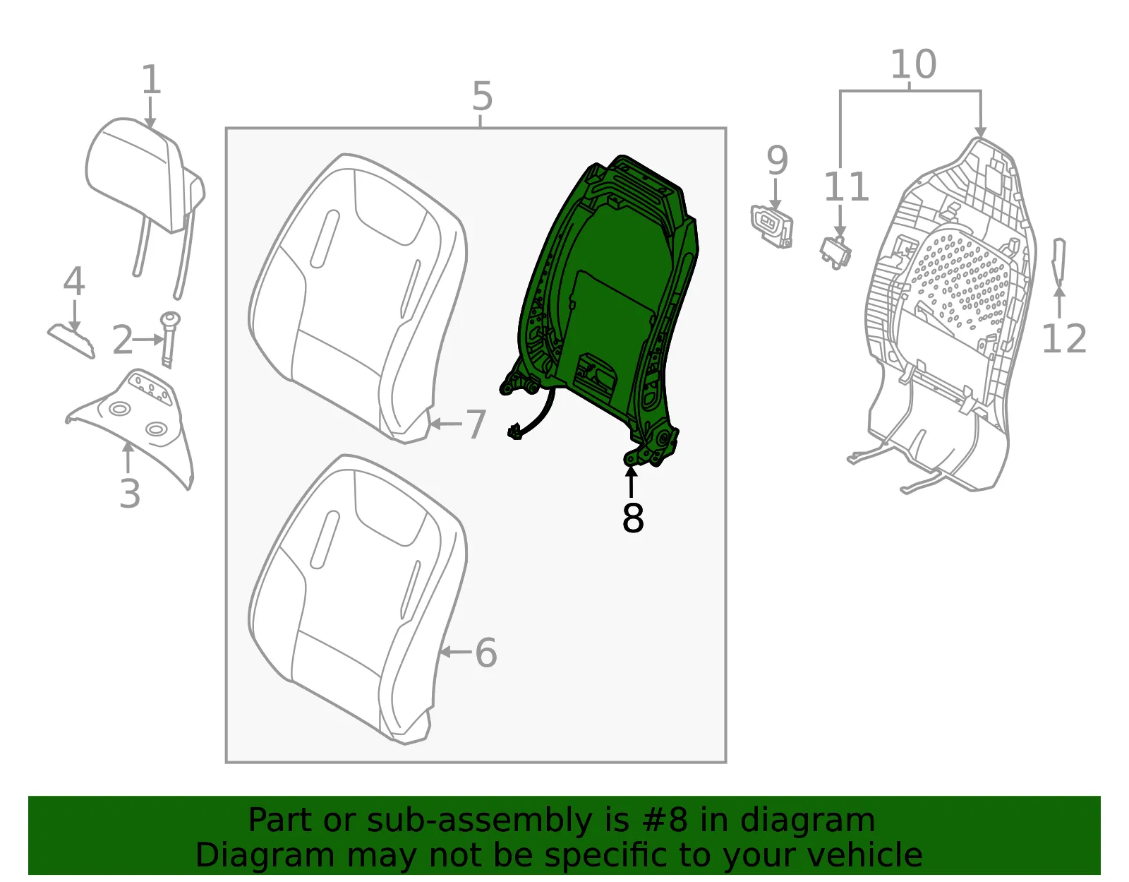 Seat Back Frame - Kia (88310-CV700) - view 2
