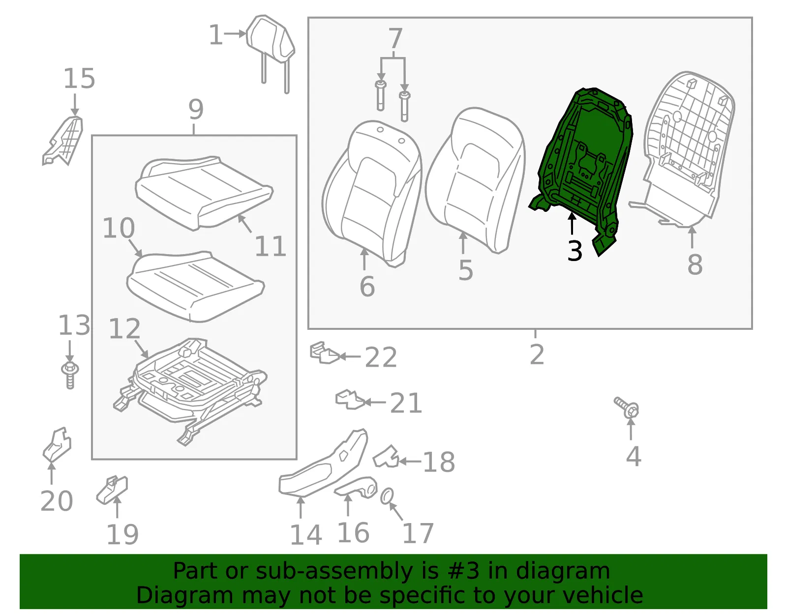 Seat Frame - Kia (88310-D9530WK) - view 2
