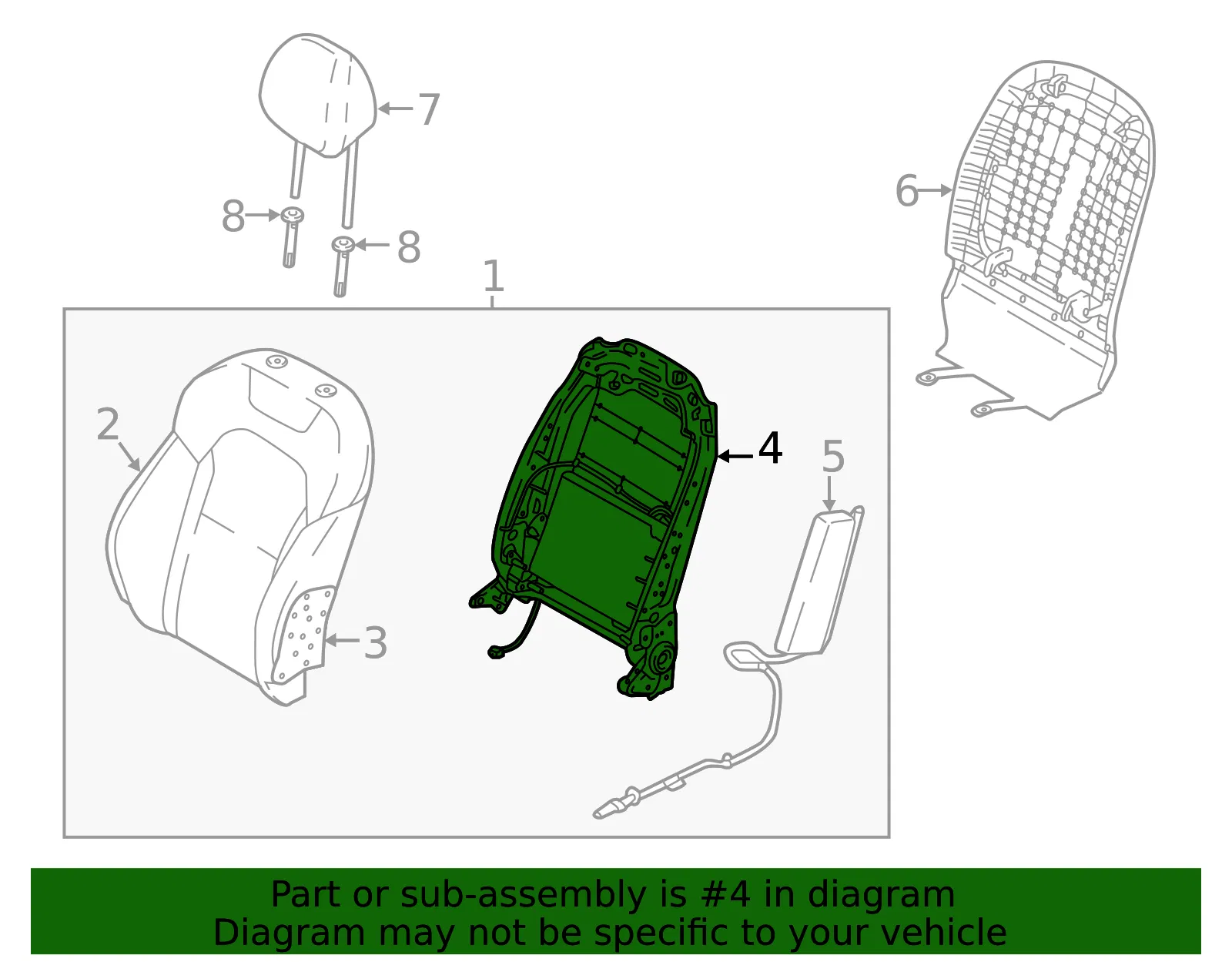 Seat Back Frame - Kia (88310-J5740WK) - view 2