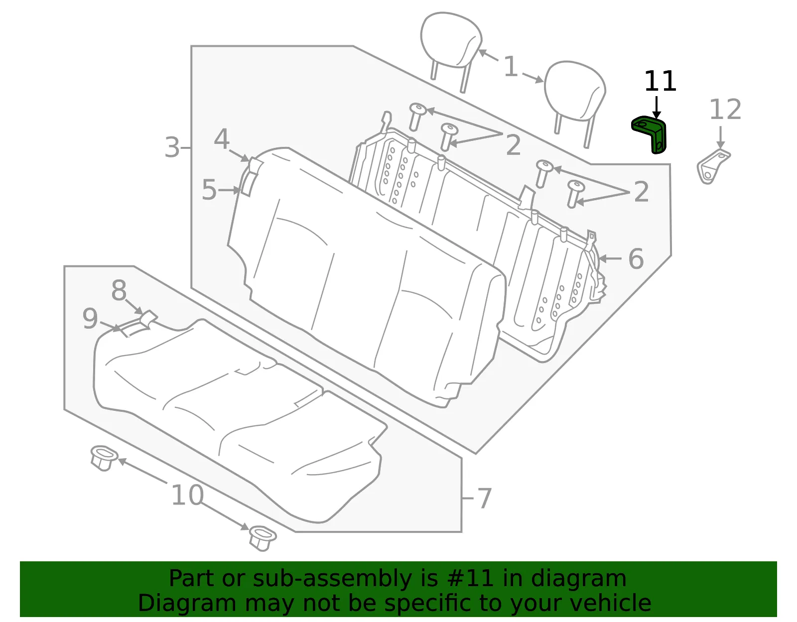 Seat Back Frame Bracket - Nissan (88342-3AN0A) - view 2