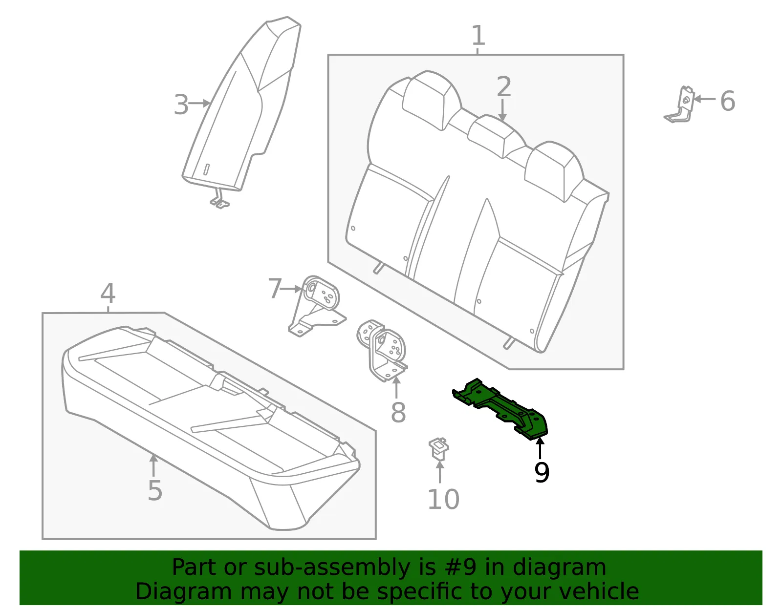 Seat Back Frame Bracket - Nissan (88342-5EF0A) - view 2
