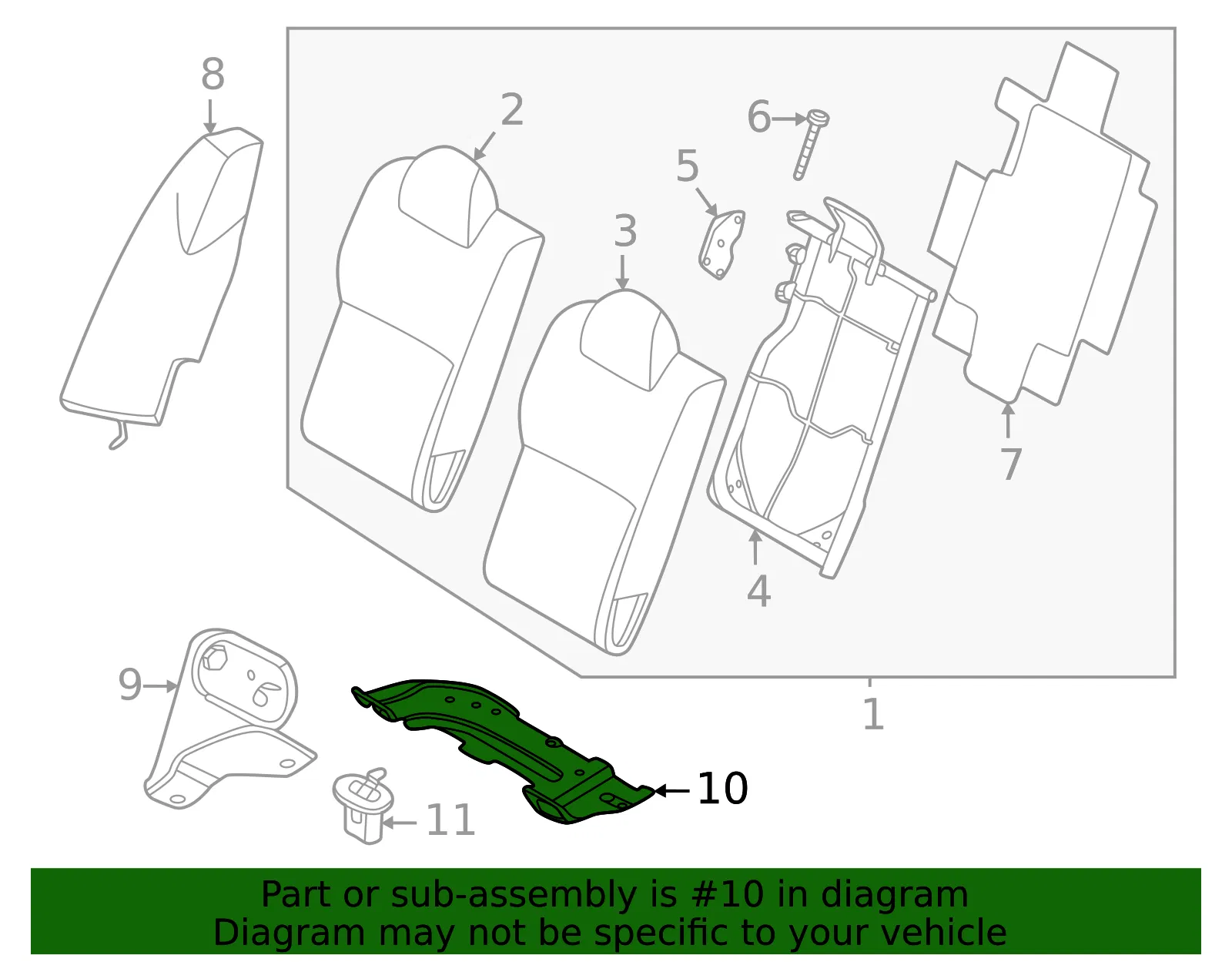 Seat Back Frame Bracket - Nissan (88342-5EF1A) - view 2