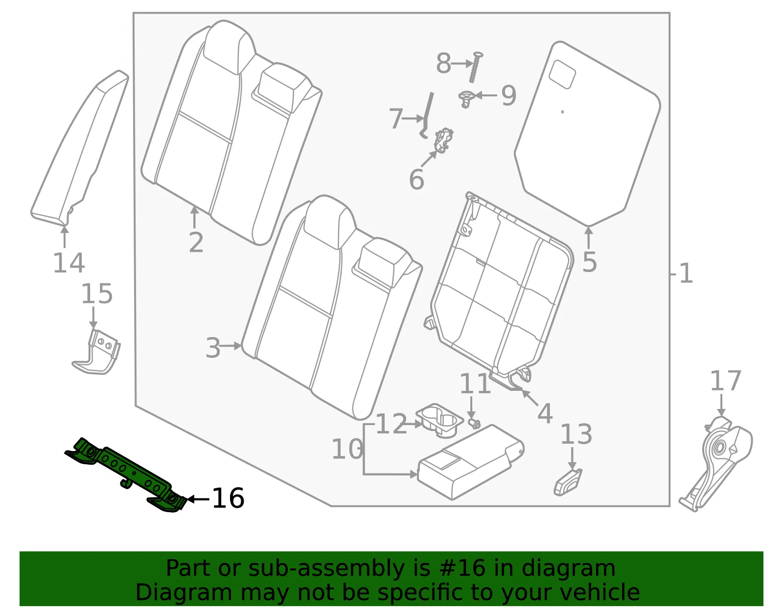Seat Back Frame Bracket - Nissan (88342-6LB0A) - view 2
