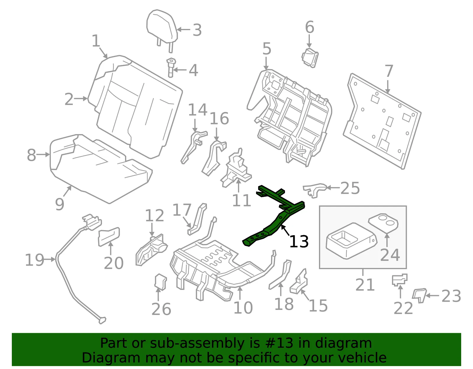 Seat Frame Bracket - Nissan (88342-9UF1A) - view 2