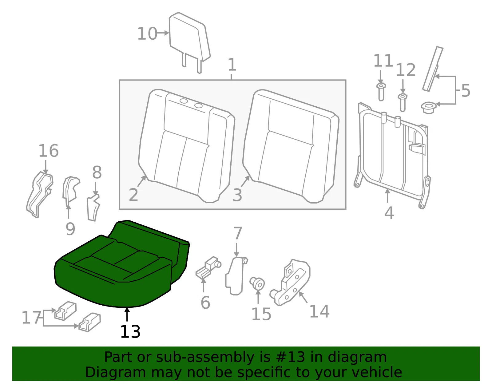 Seat Cushion Foam - Nissan (88350-9FT3B) - view 2