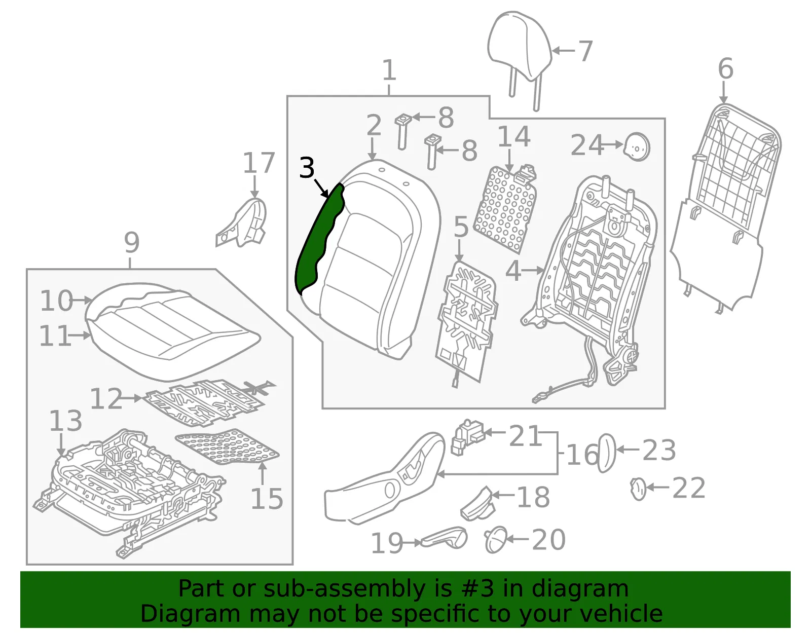 Seat Back Pad - Kia (88350-A7210) - view 2