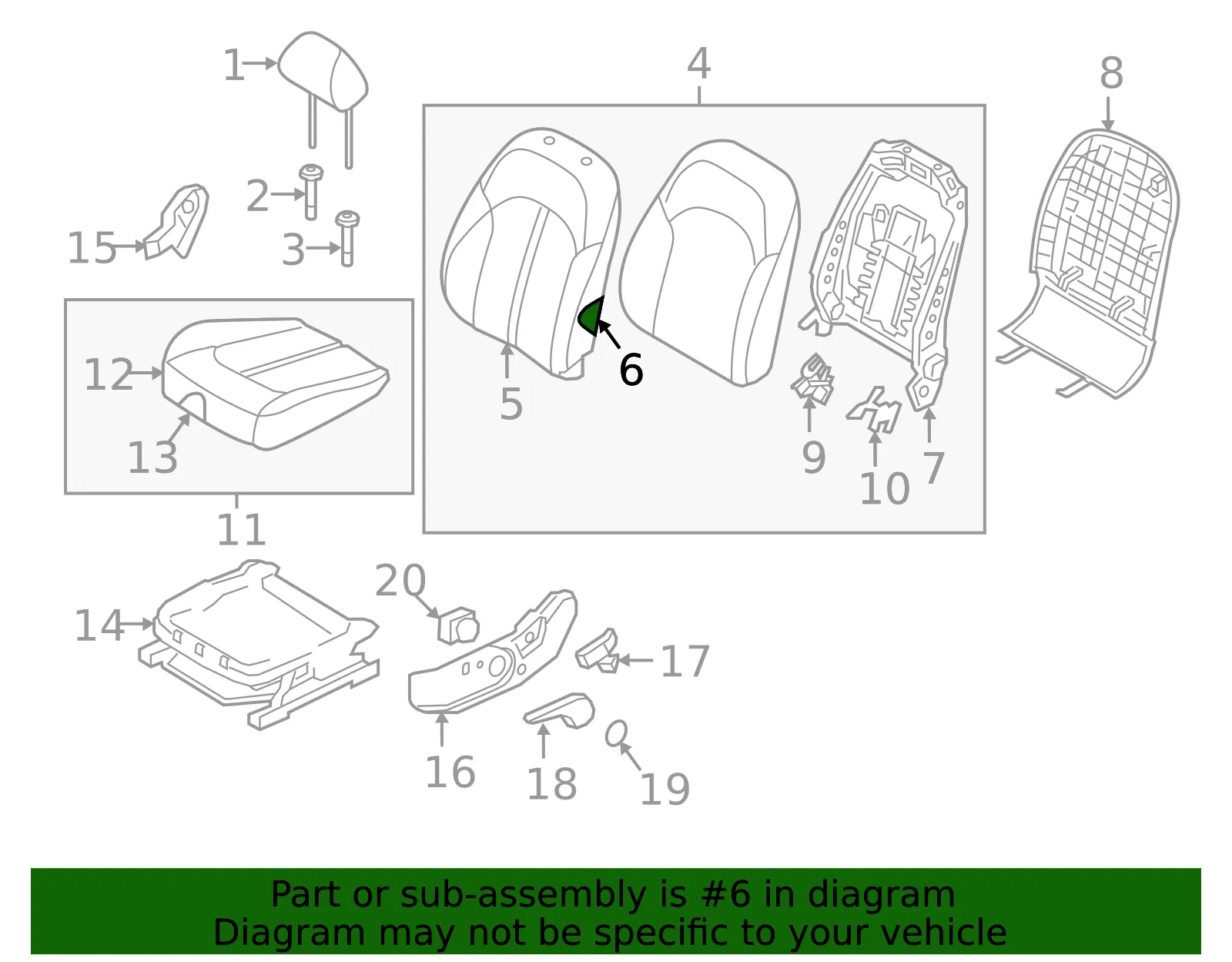 Seat Back Pad - Kia (88350-D5020) - view 2