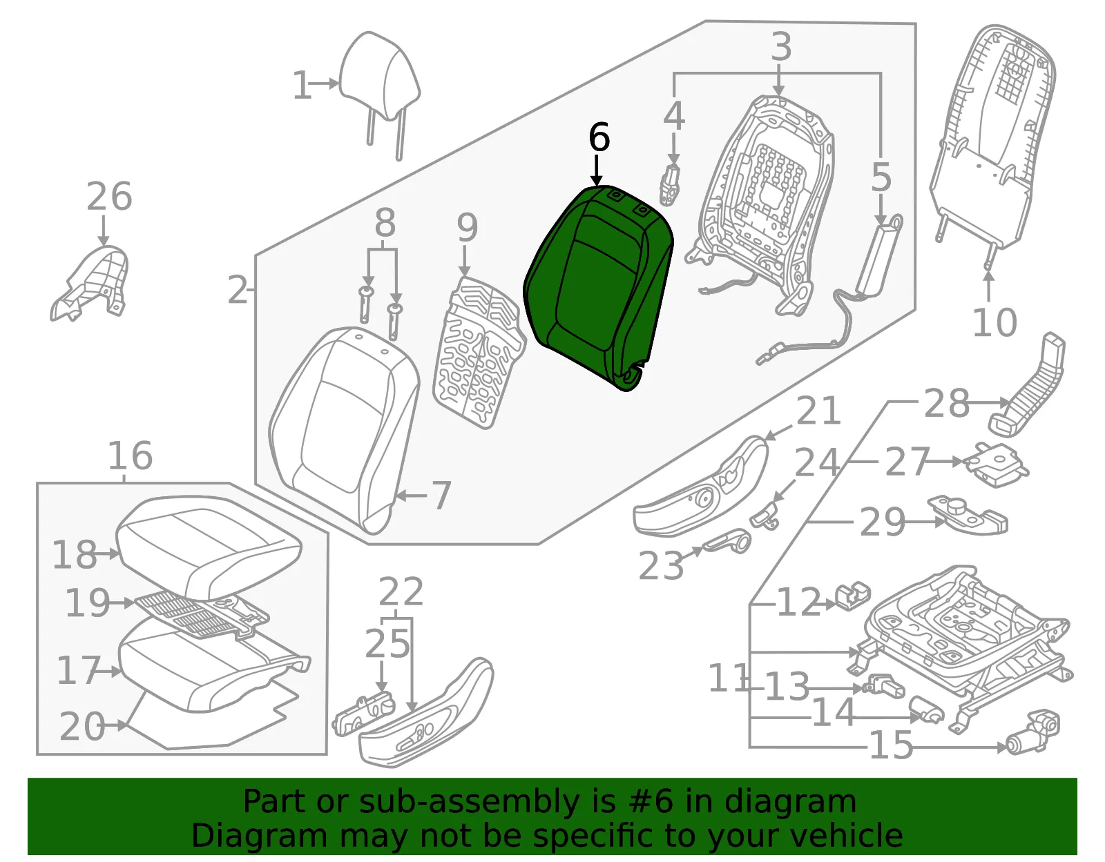 Seat Back Pad - Kia (88350-Q5000) - view 2