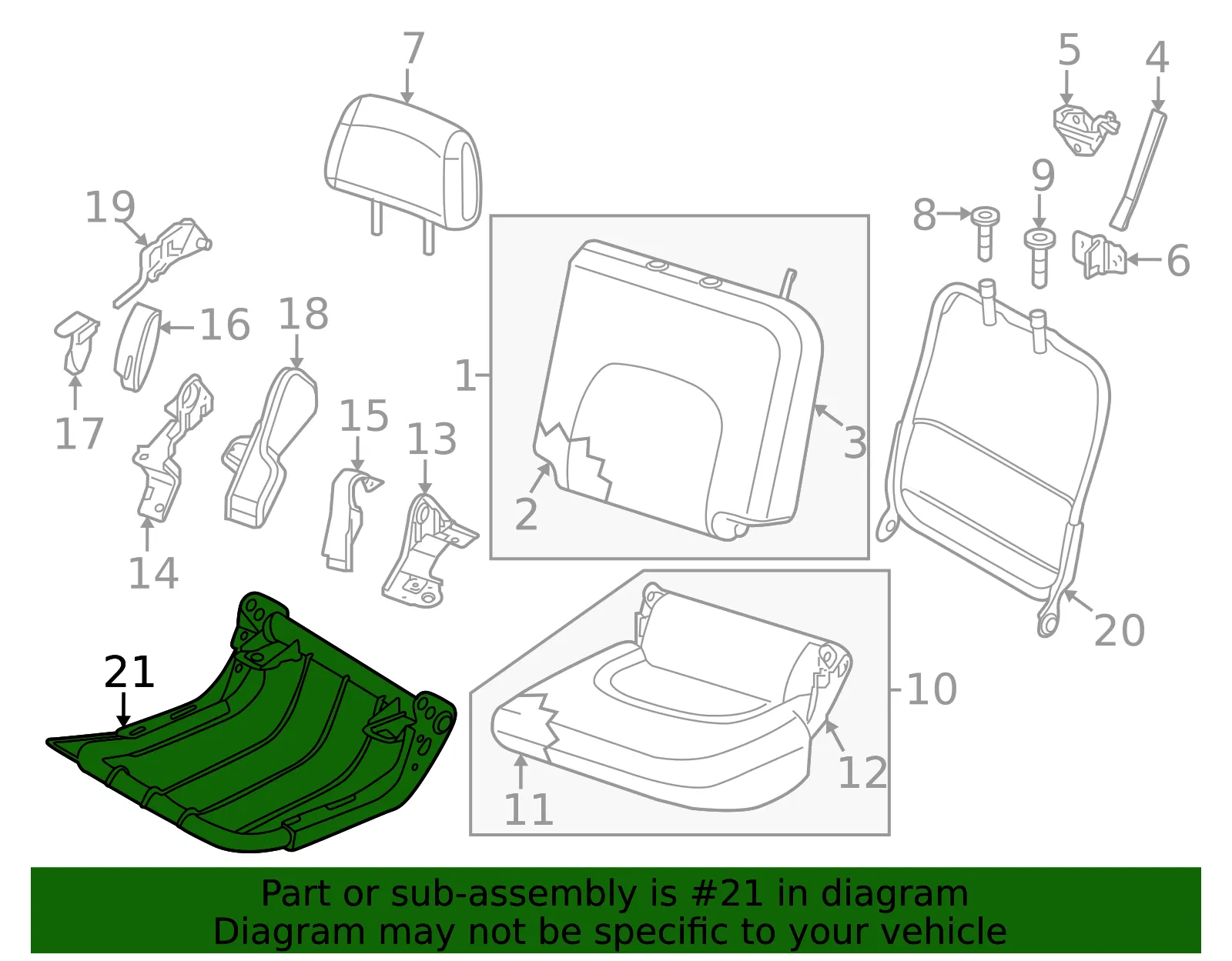 Cushion Frame - Nissan (88351-9BU0C) - view 2