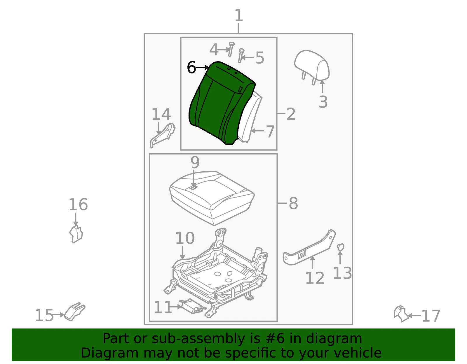 Seat Back Cover - Kia (88360-3F310GH2) - view 2