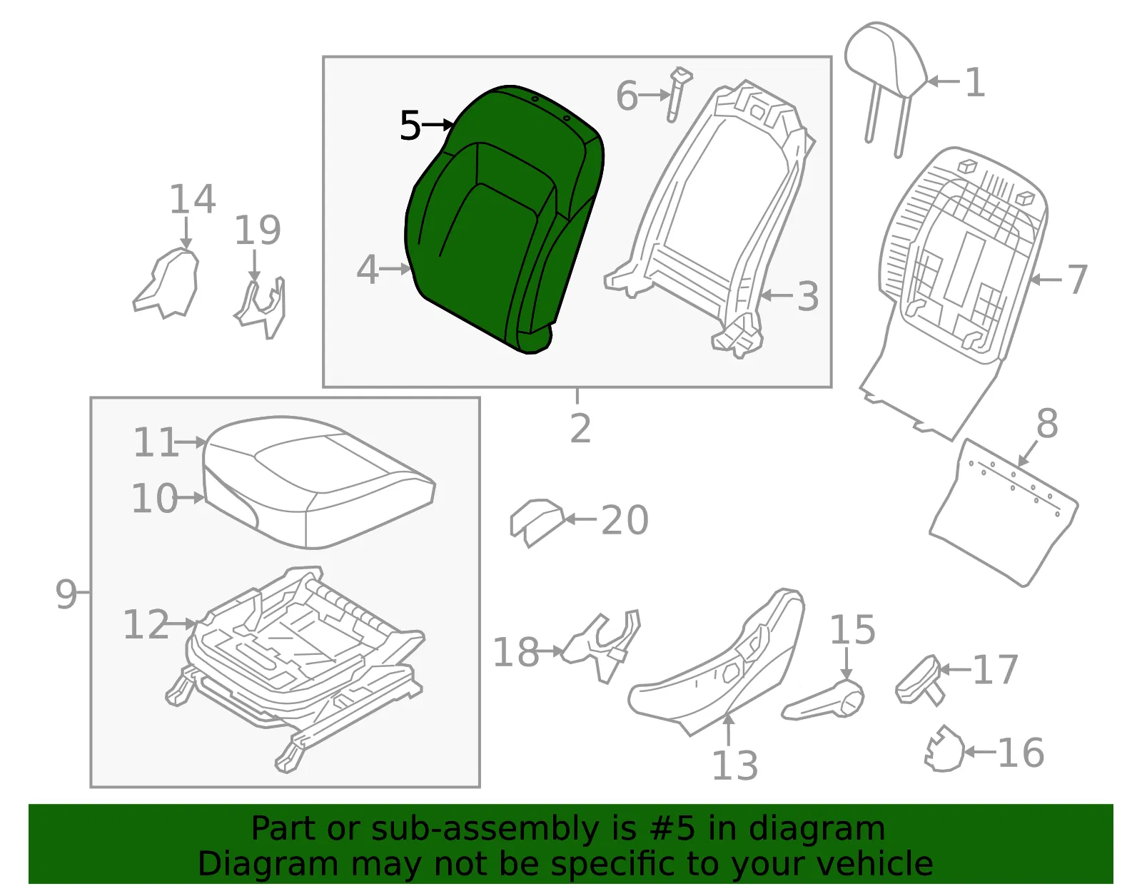 Seat Back Cover - Kia (88360-3W251EA2) - view 2