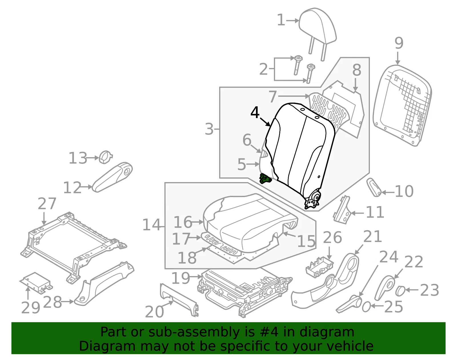 Seat Back Cover - Kia (88360-4D315KS2) - view 2