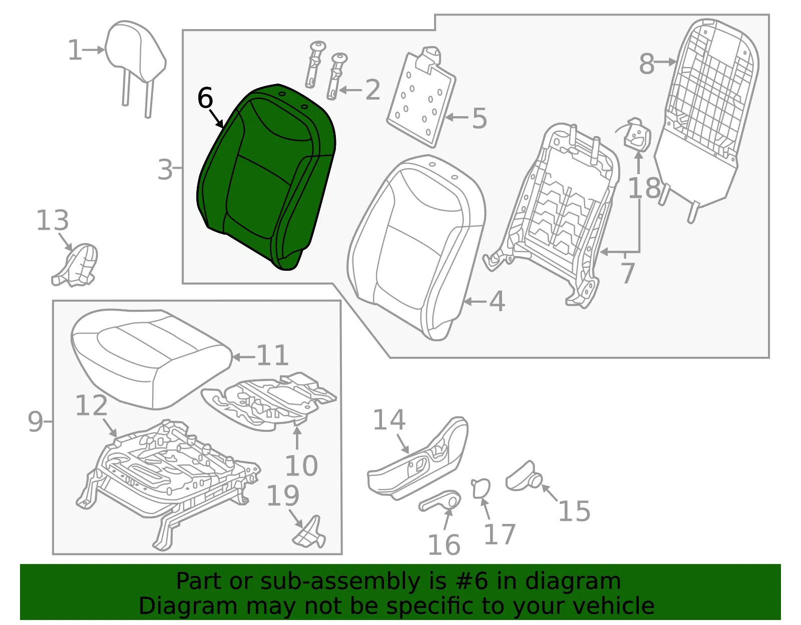Seat Back Cover - Driver's Side (LH) - Kia (88360-E4010ASK) - view 2