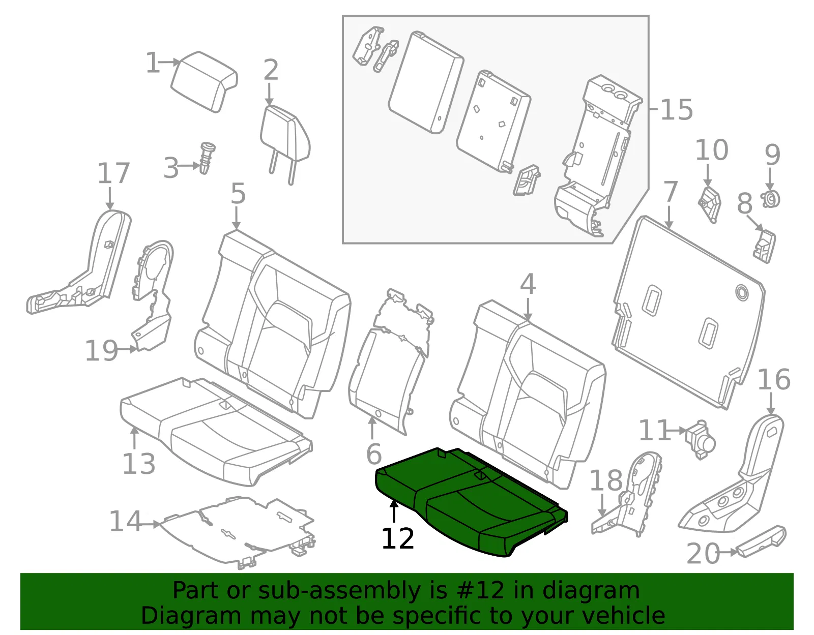 Seat Cushion Pad - Nissan (88361-6TA1A) - view 2