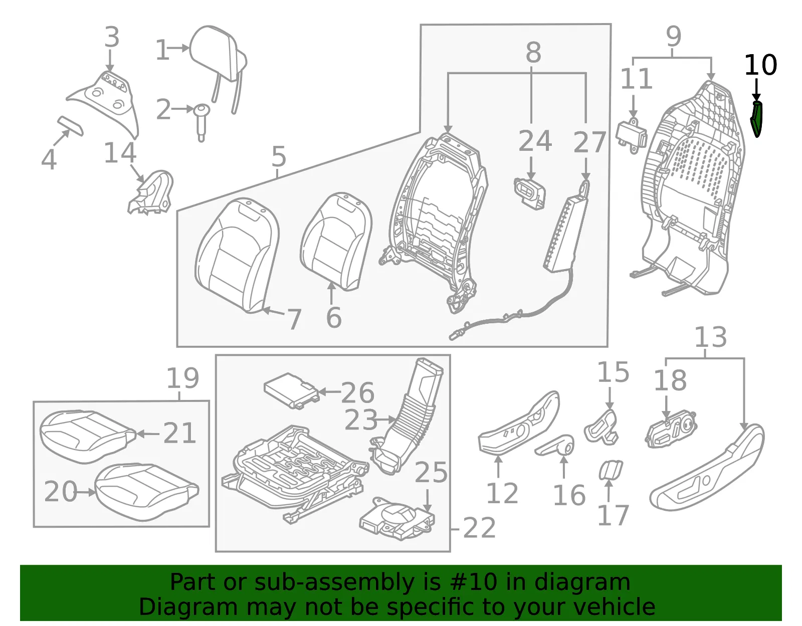 Seat Back Panel Cap - Kia (88367-AT000CCV) - view 2