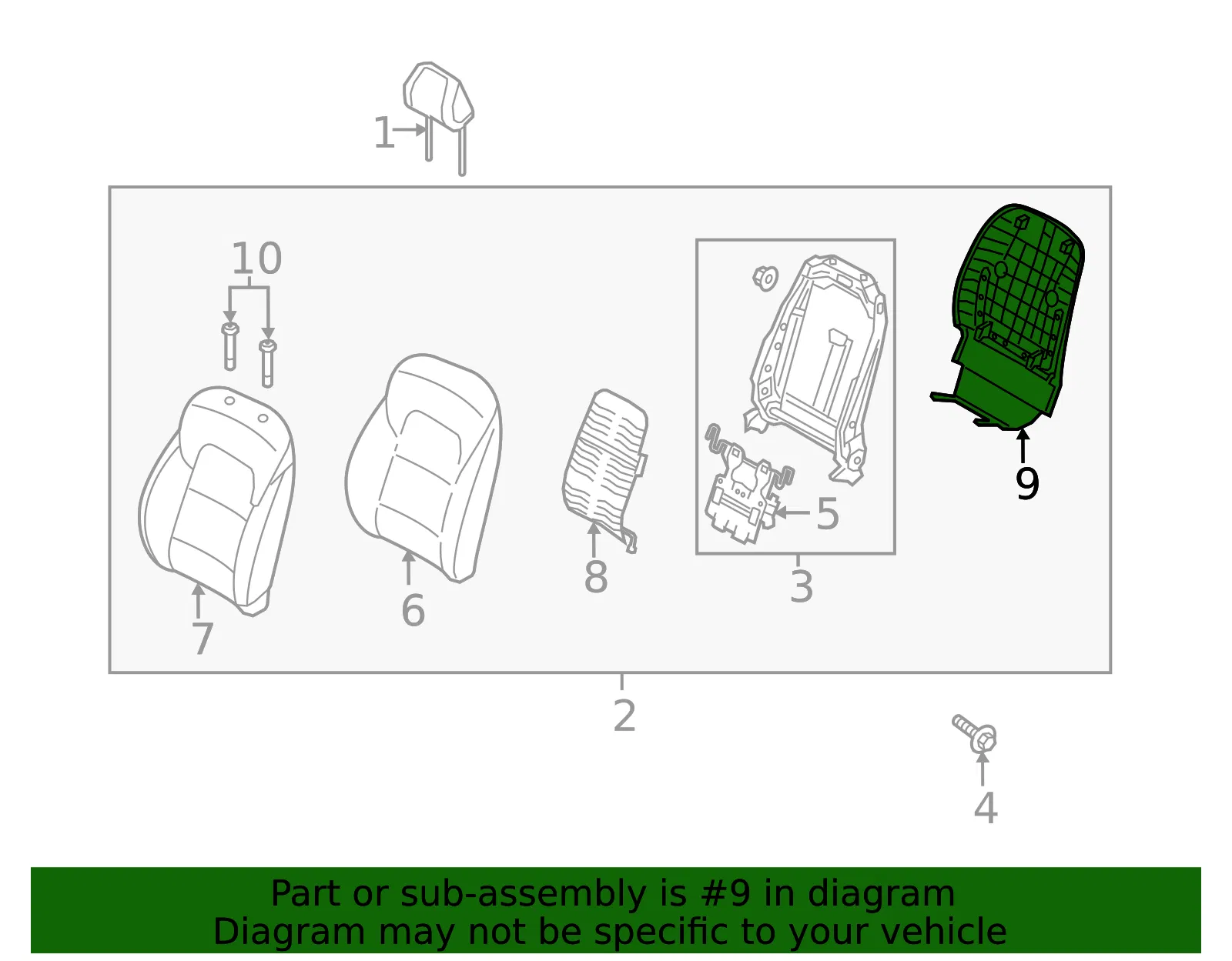 Seat Back Panel - Kia (88370-D9000WK) - view 2