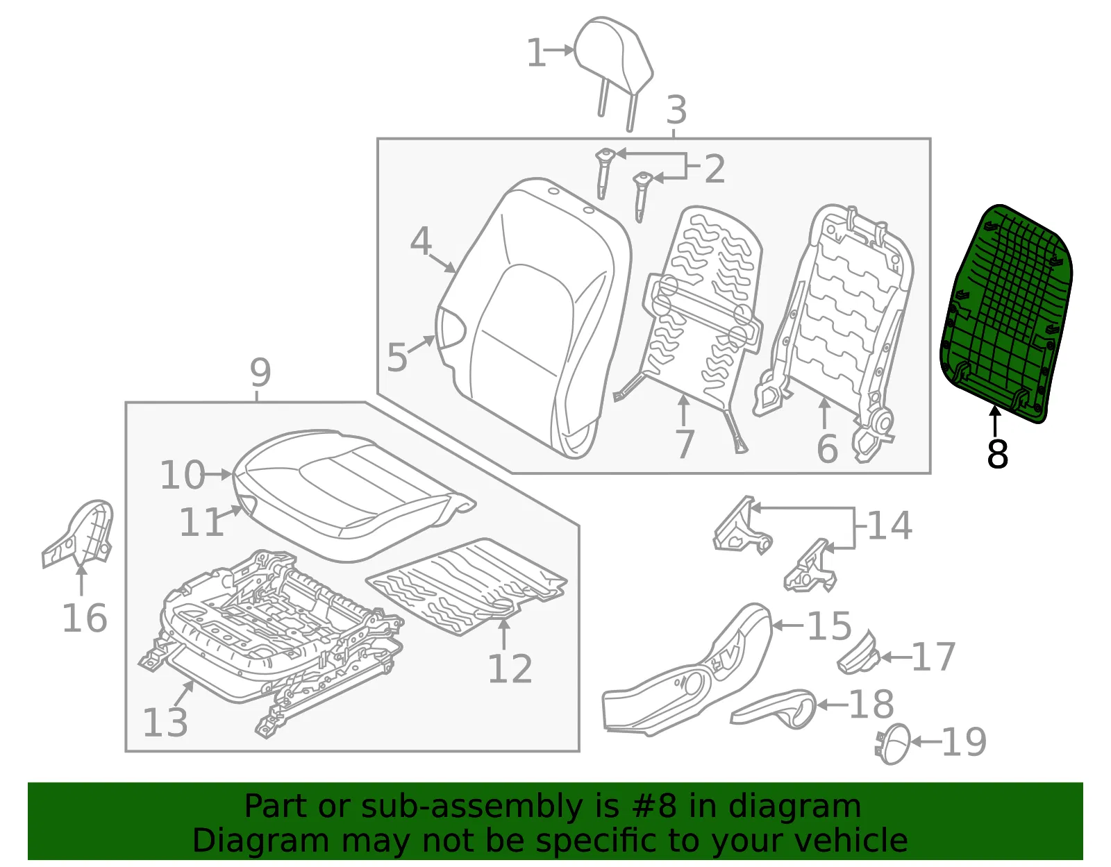 Seat Back Panel - Kia (88390-1W010DCM) - view 2