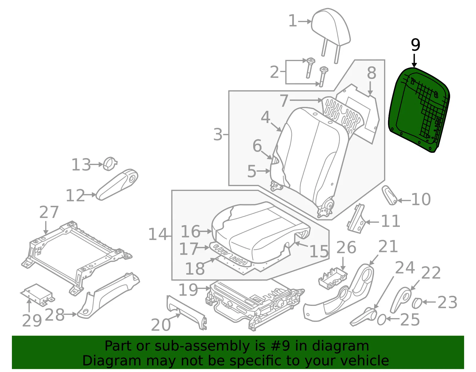 Seat Back Panel - Kia (88390-4D041CS2) - view 2