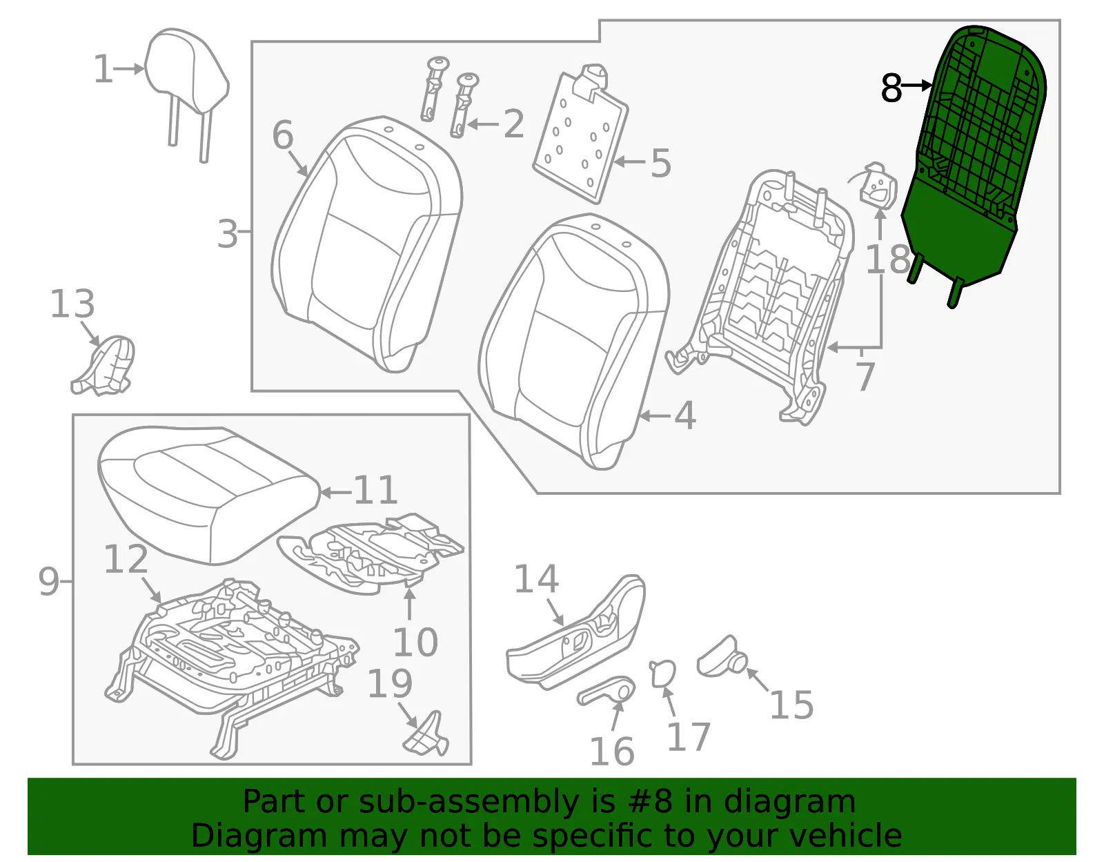 Seat Back Panel - Kia (88390-B2050GA6) - view 2