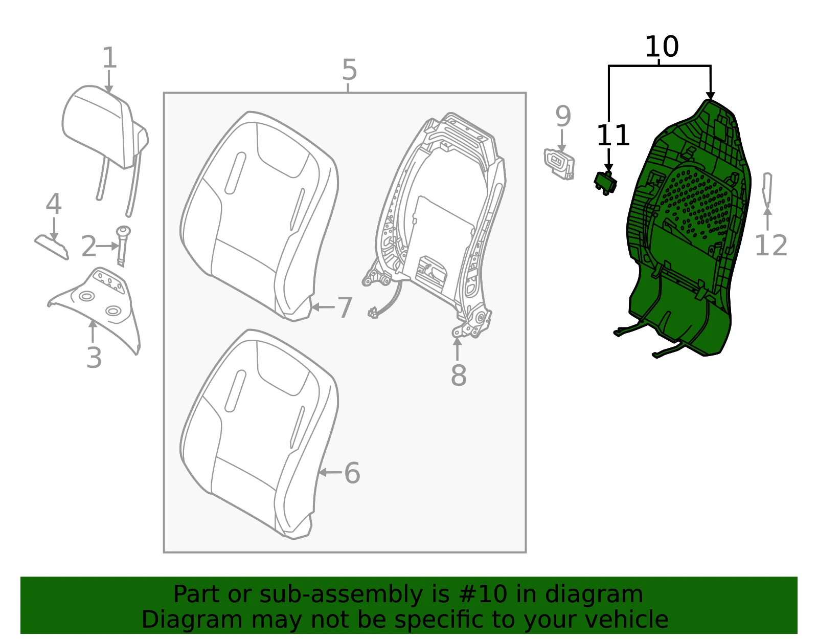 Seat Back Panel - Kia (88390-CV010WK) - view 2