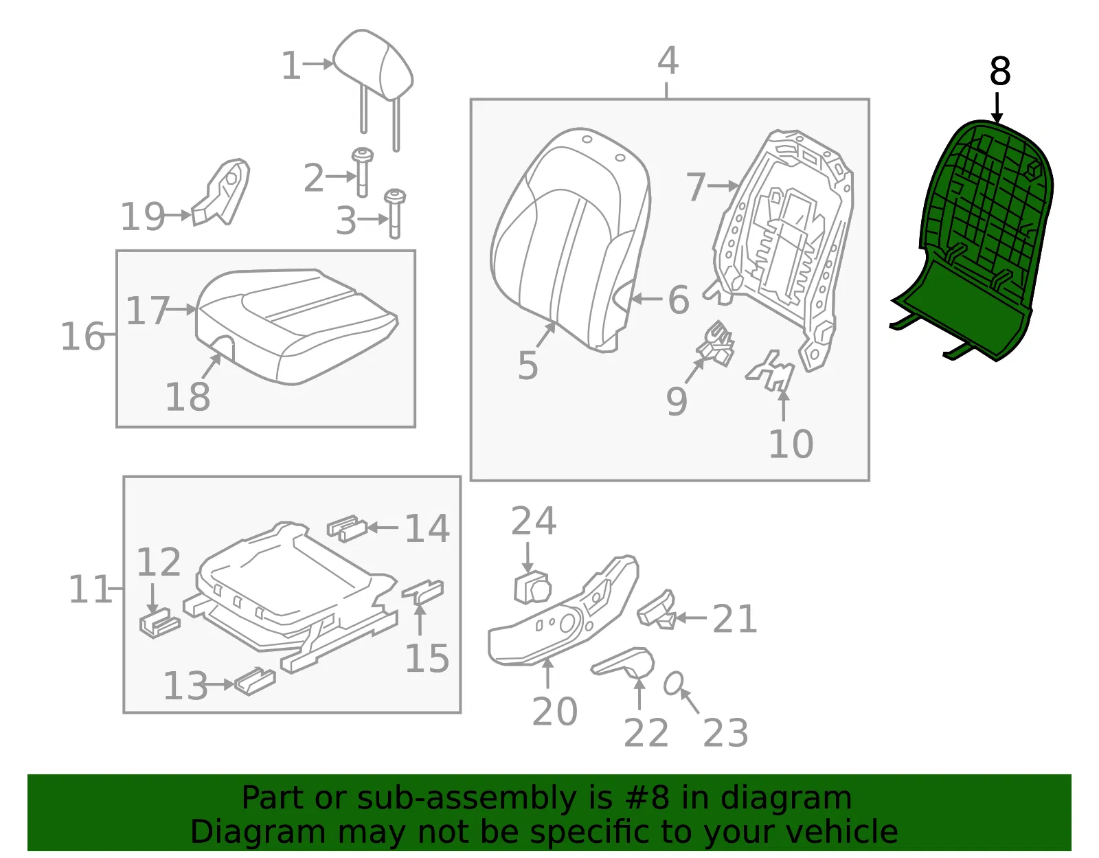 Seat Back Panel - Kia (88390-D4020BHH) - view 2