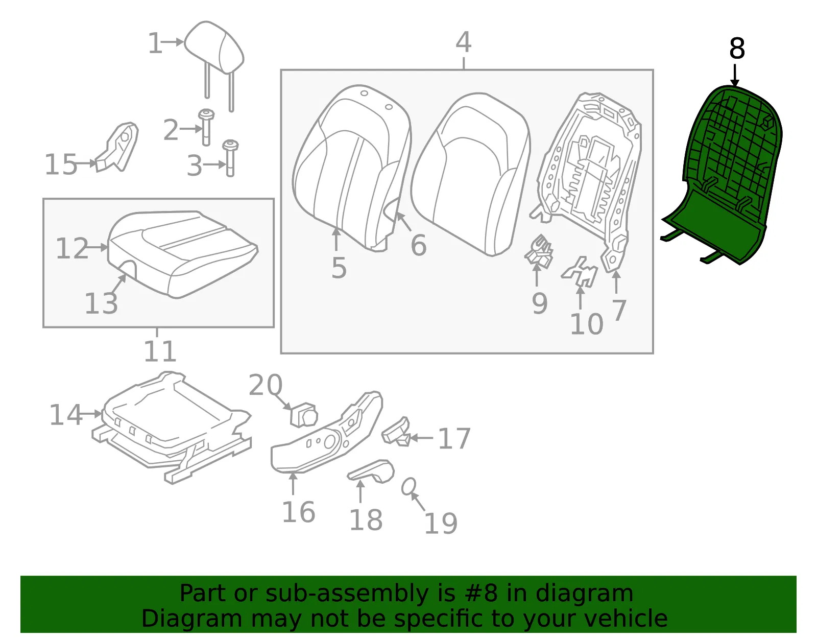 Seat Back Panel - Kia (88390-D5010BHH) - view 2