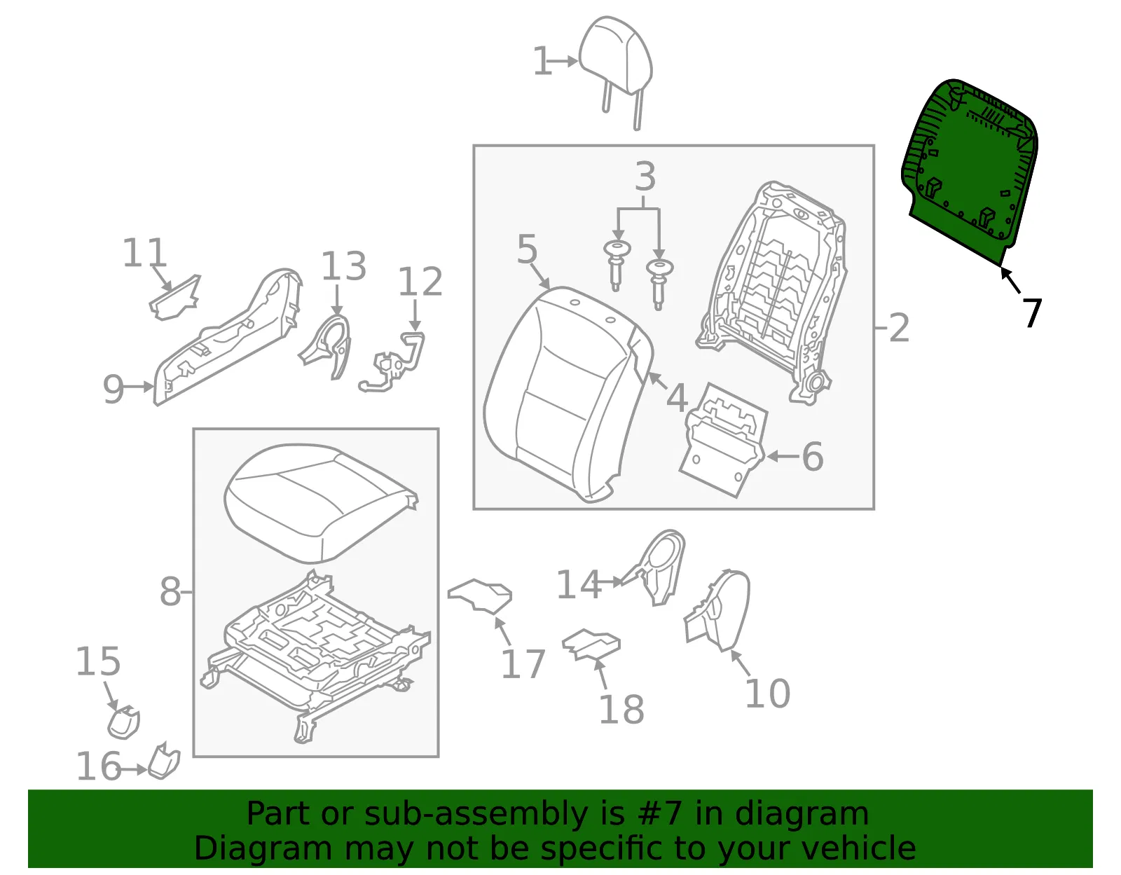 Seat Back Panel - Kia (88391-1U020UP) - view 2