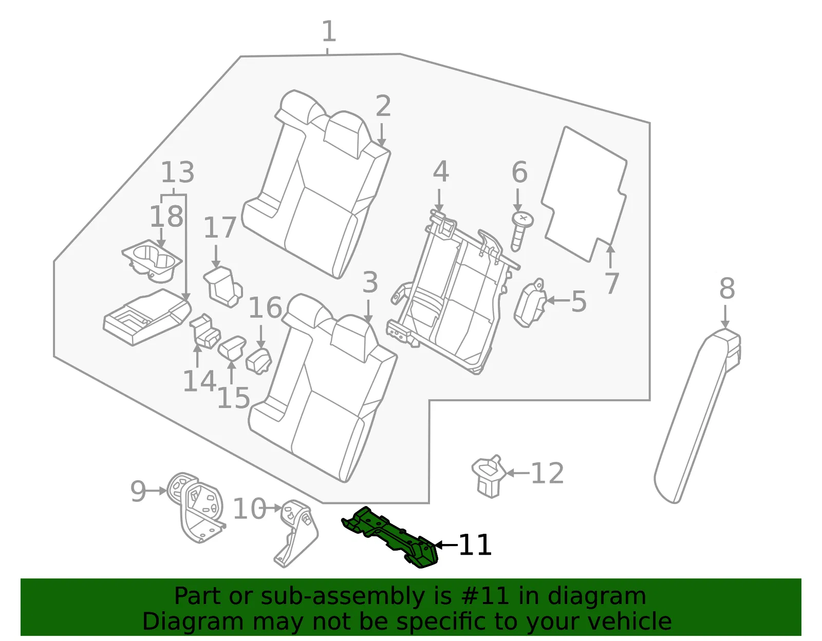Seat Back Frame Bracket - Nissan (88392-5EF0A) - view 2