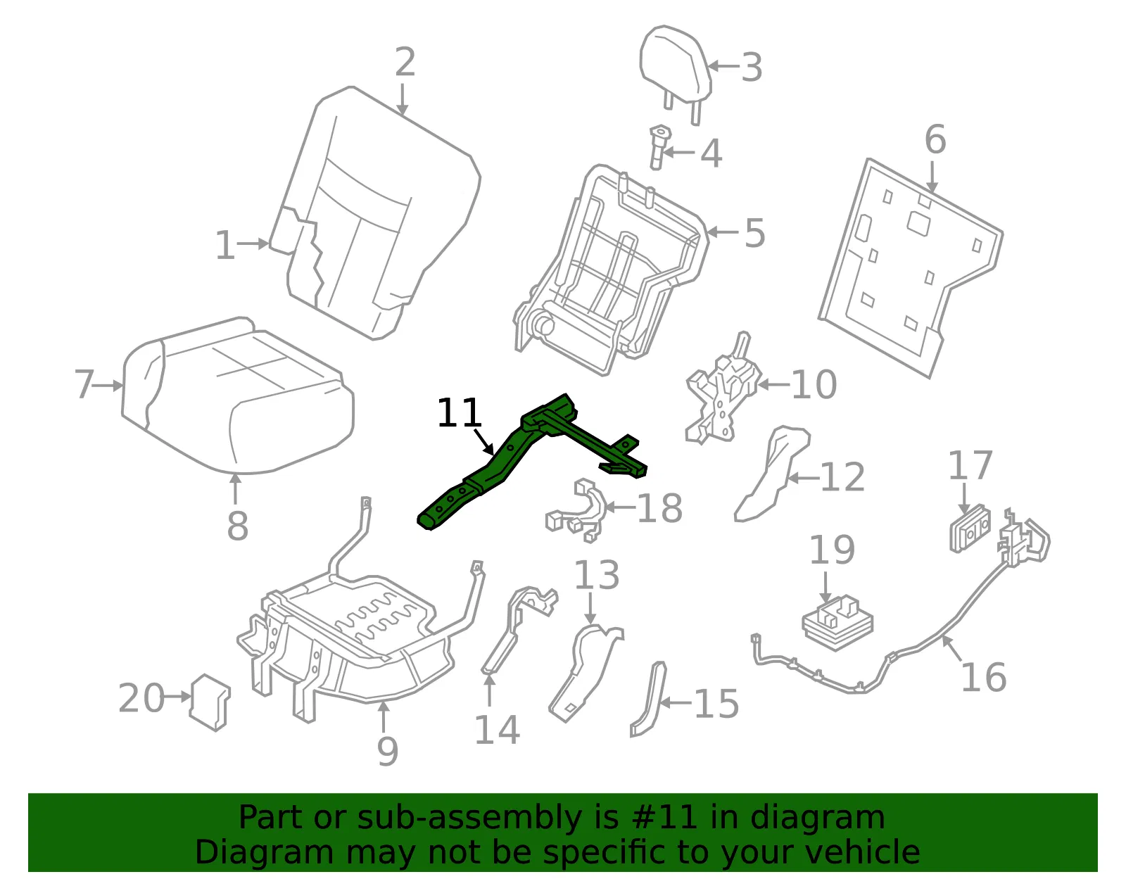 Seat Frame Bracket - Nissan (88392-9UF0A) - view 2