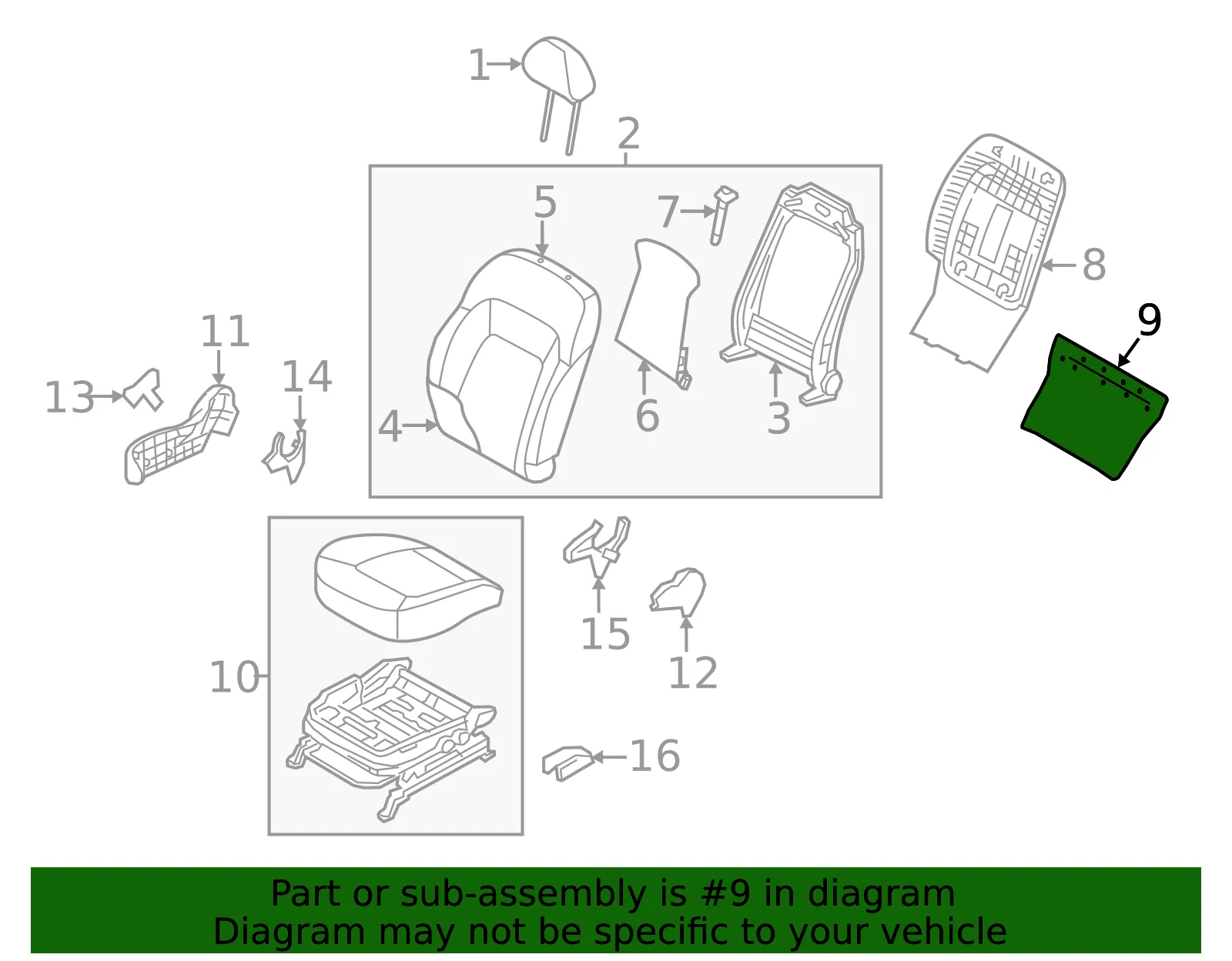 Seat Back Panel - Kia (88393-3W052WK) - view 2