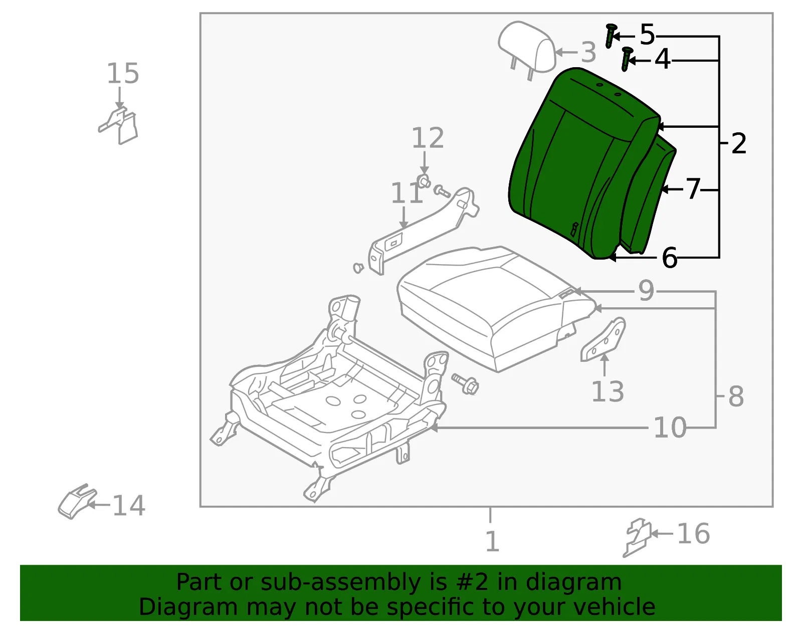 Seat Back Assembly - Kia (88400-3F100GH3) - view 2