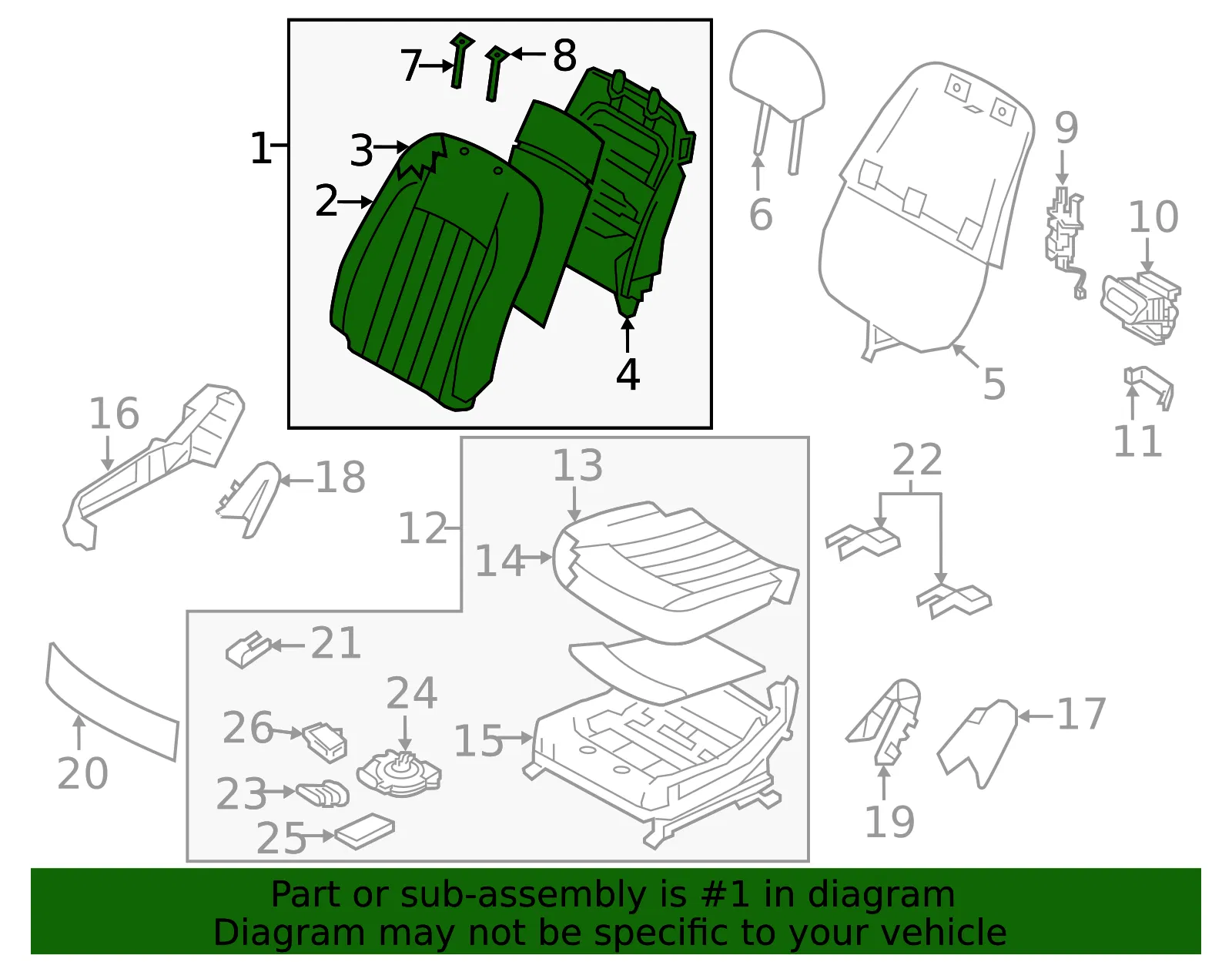 Seat Back Assembly - Kia (88400-3T620KBL) - view 2