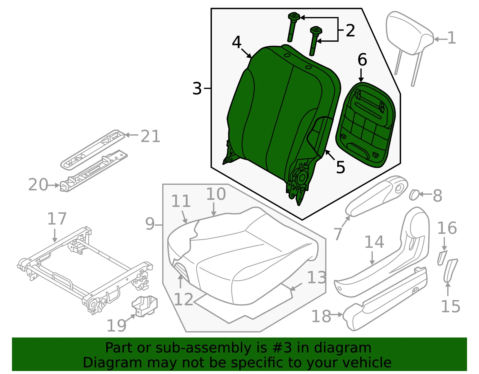 Seat Back Assembly - Kia (88400-4D313AGW) - view 2