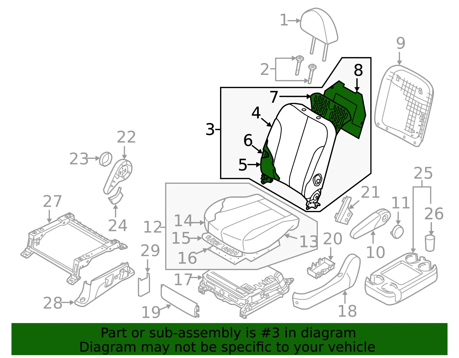Seat Back Assembly - Kia (88400-4D313AGX) - view 2
