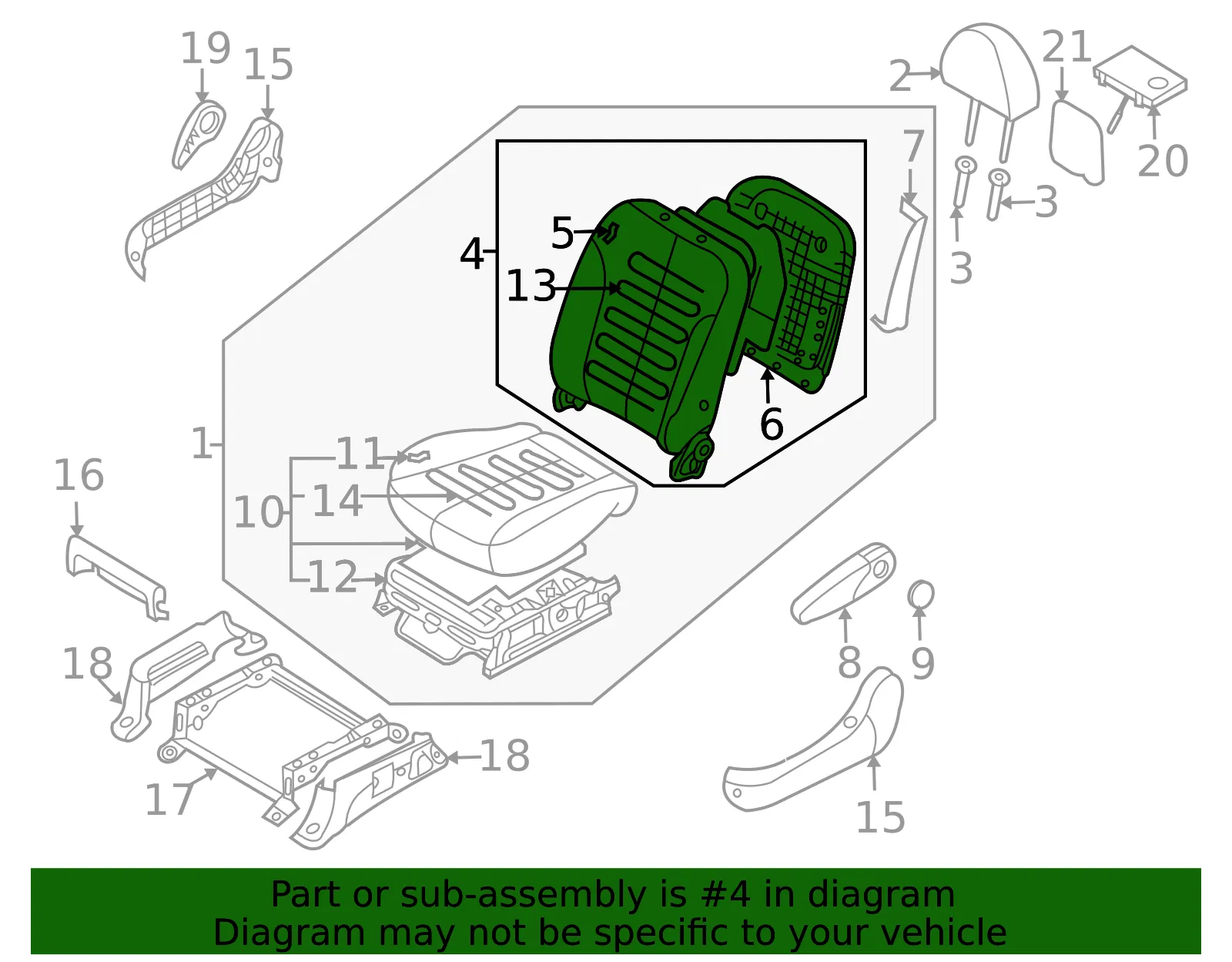Seat Back Assembly - Kia (88400-4D321CS8) - view 2
