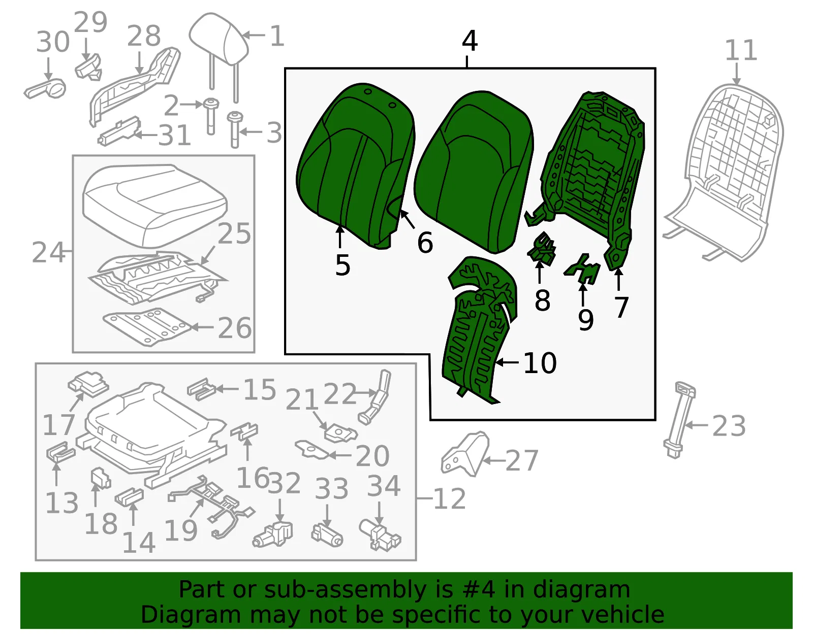 Seat Back Assembly - Kia (88400-A8850HEF) - view 2