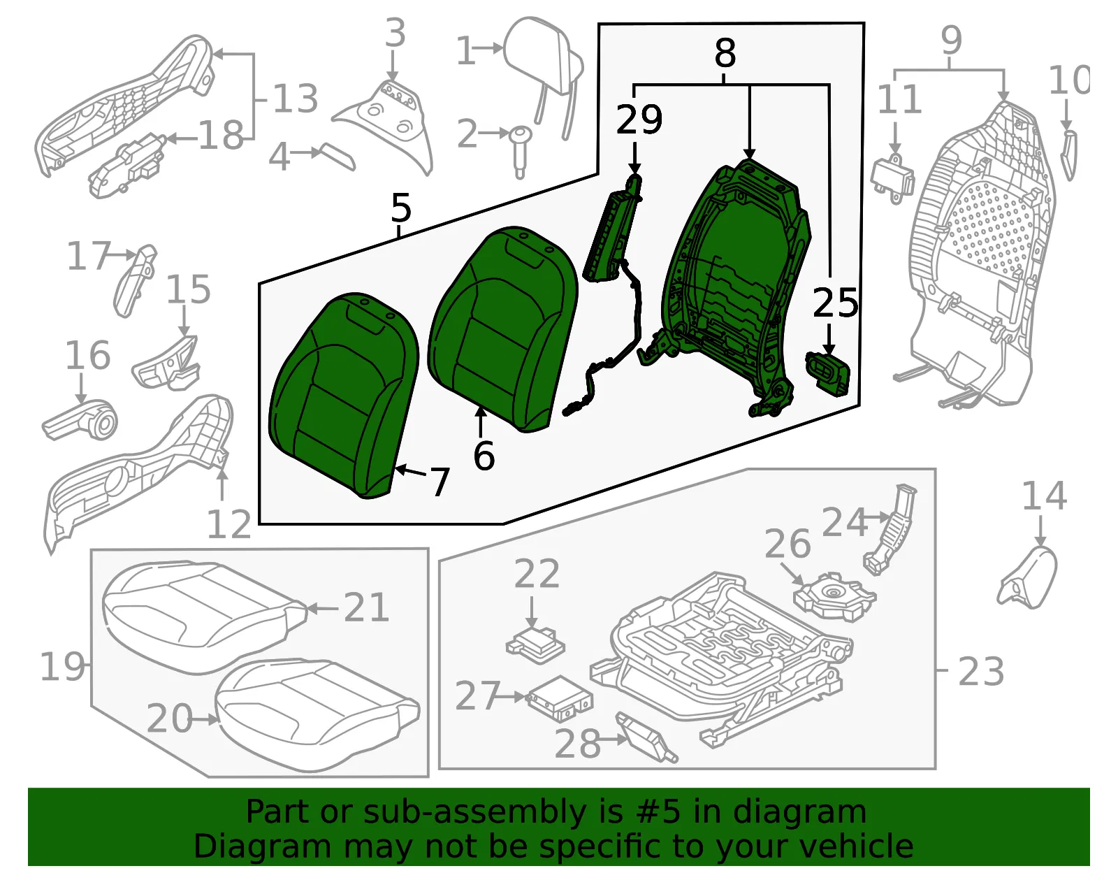 Seat Back Assembly - Kia (88400-ATCA0A3X) - view 2
