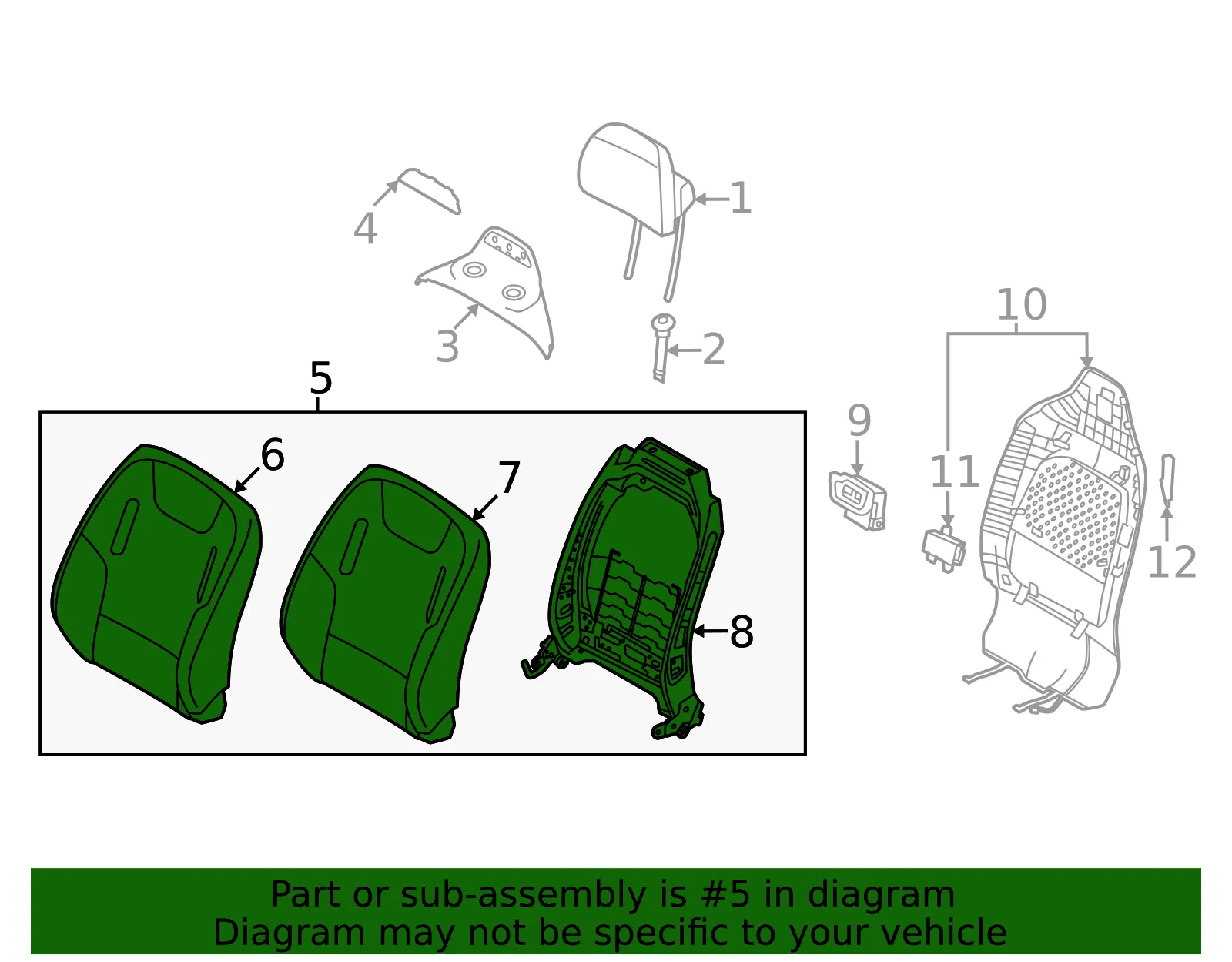 Seat Back Assembly - Kia (88400-CVEH0CWE) - view 2