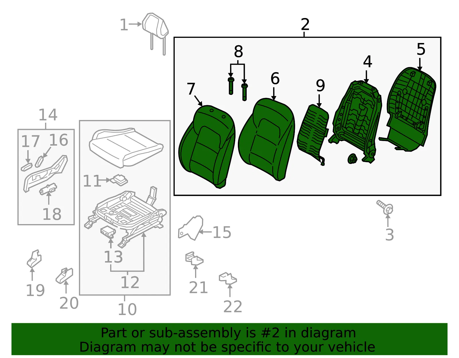 Seat Back Assembly - Kia (88400-D9640BGR) - view 2