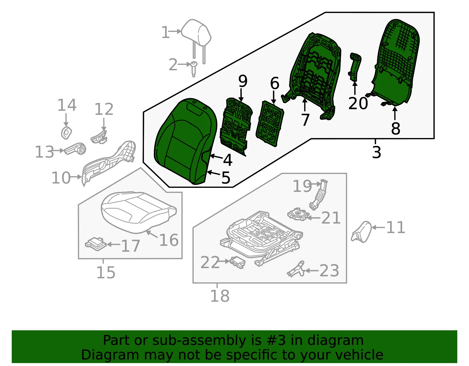 Seat Back Assembly - Kia (88400-G5531AY7) - view 2