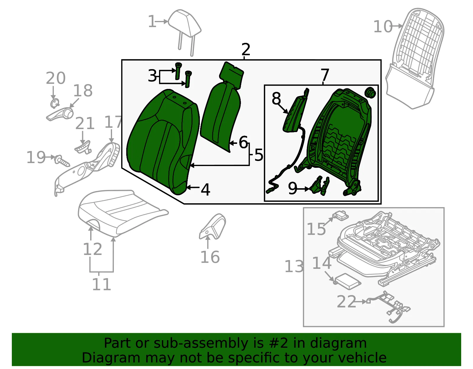 Seat Back Assembly - Kia (88400-L3090HT2) - view 2