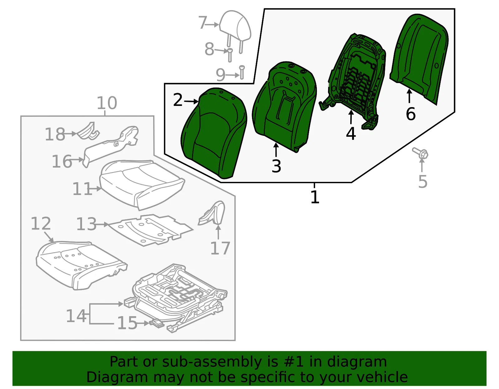 Seat Back Assembly - Kia (88400-M7020B4R) - view 2