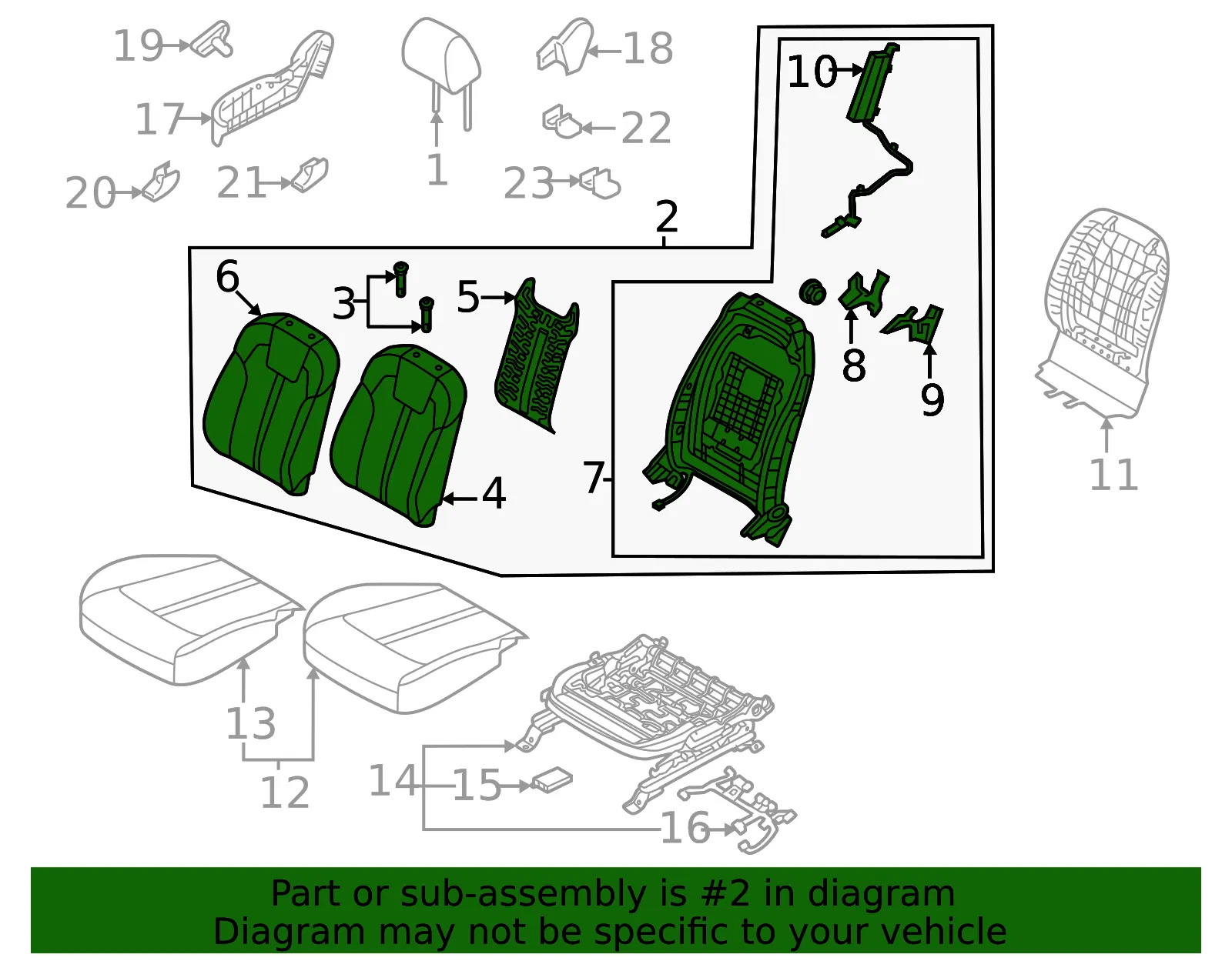 Seat Back Assembly - Kia (88400-P2320MTK) - view 2